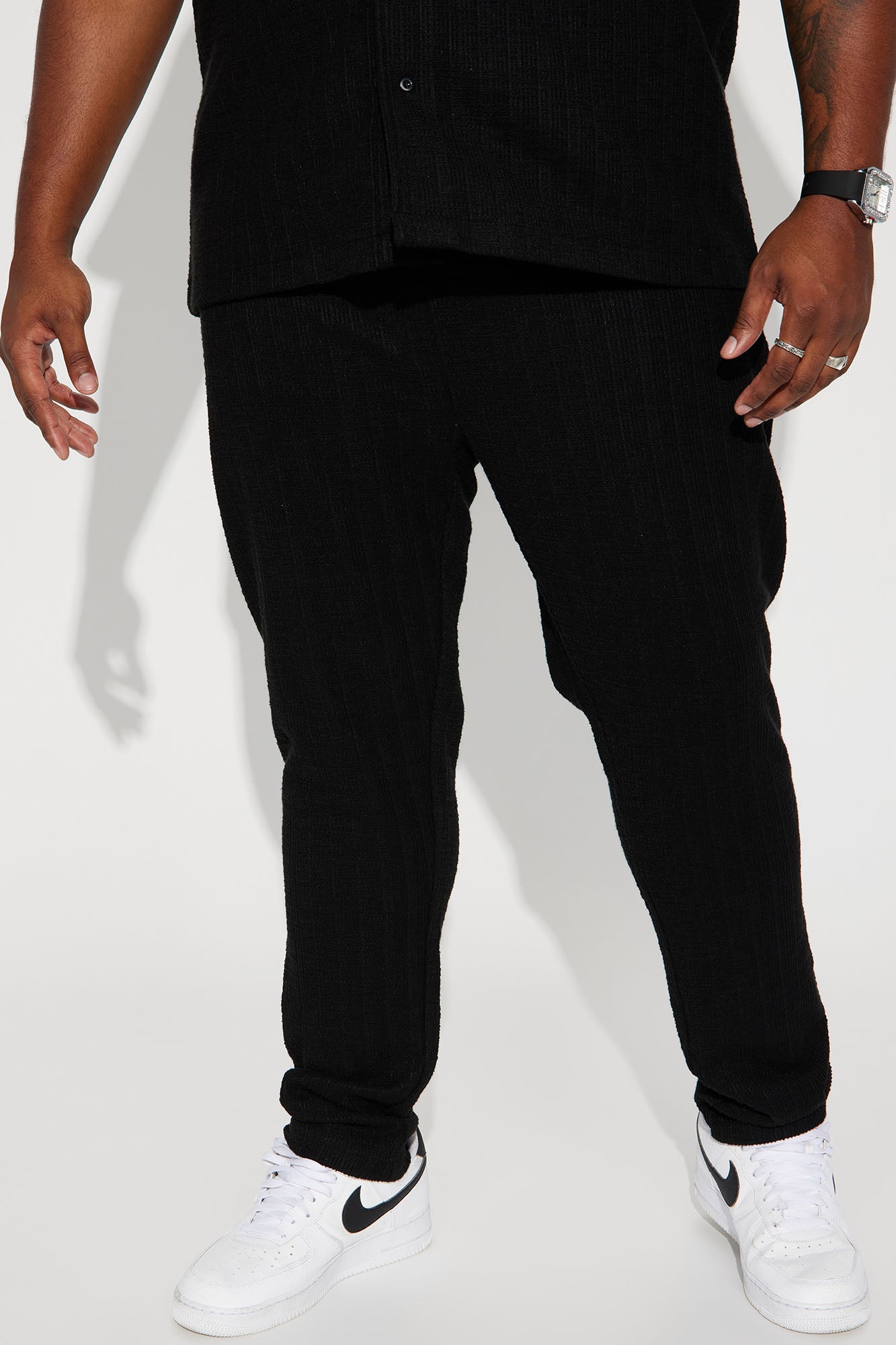 Dean Textured Slim Pants - Black