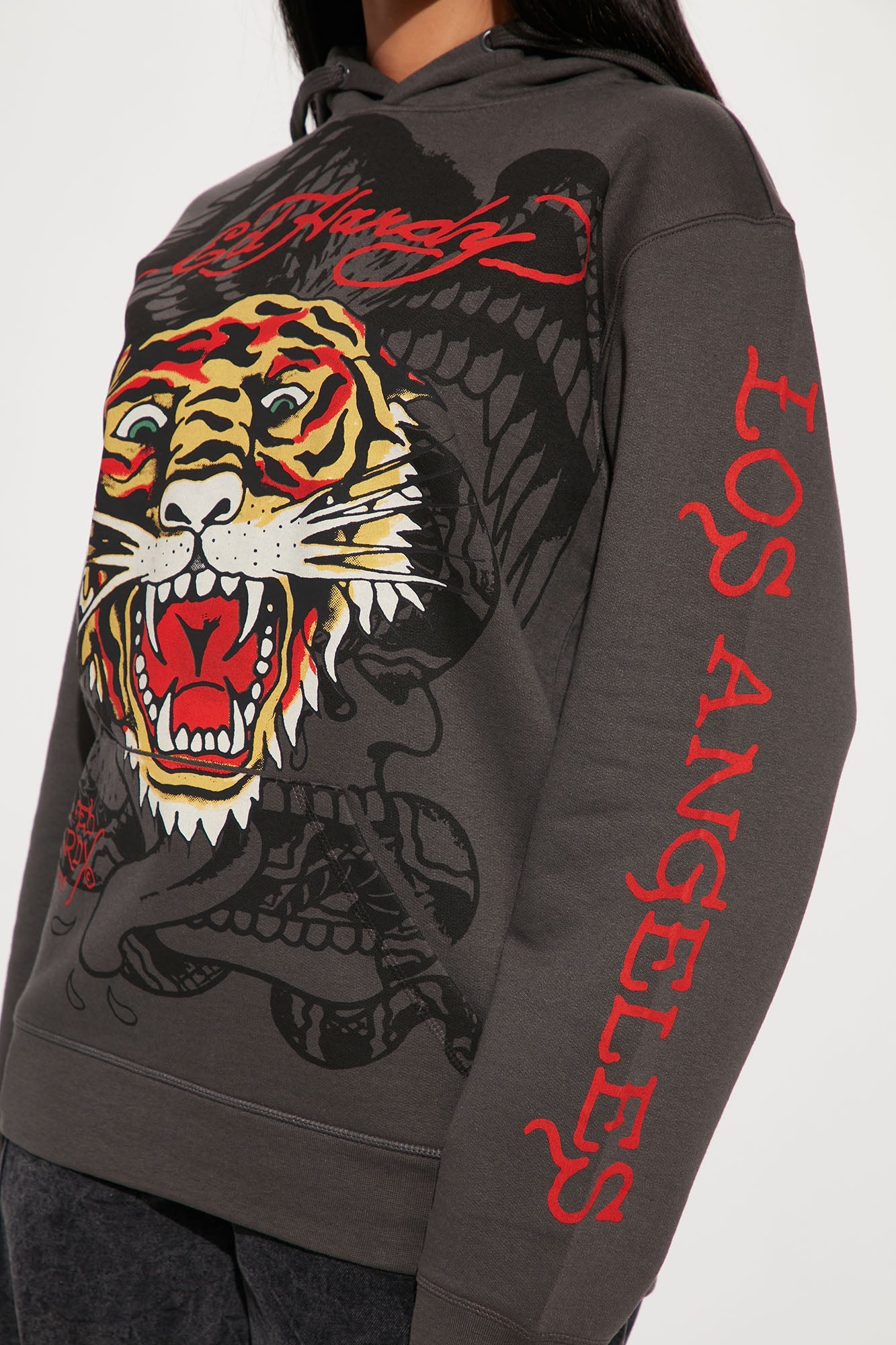 Ed Hardy Tiger Hoodie - Charcoal