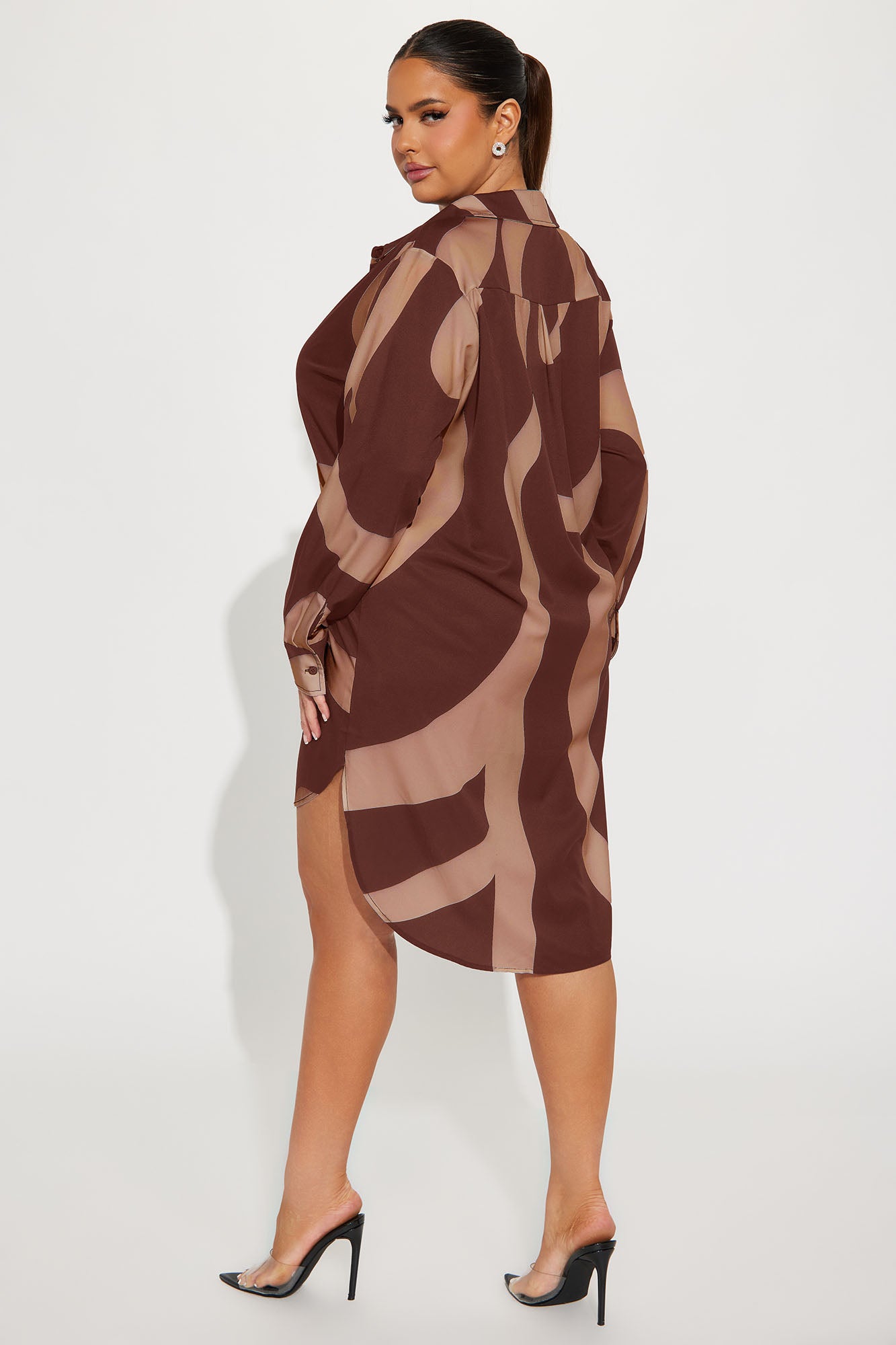 Jayde Button Up Mini Dress - Chocolate/Combo