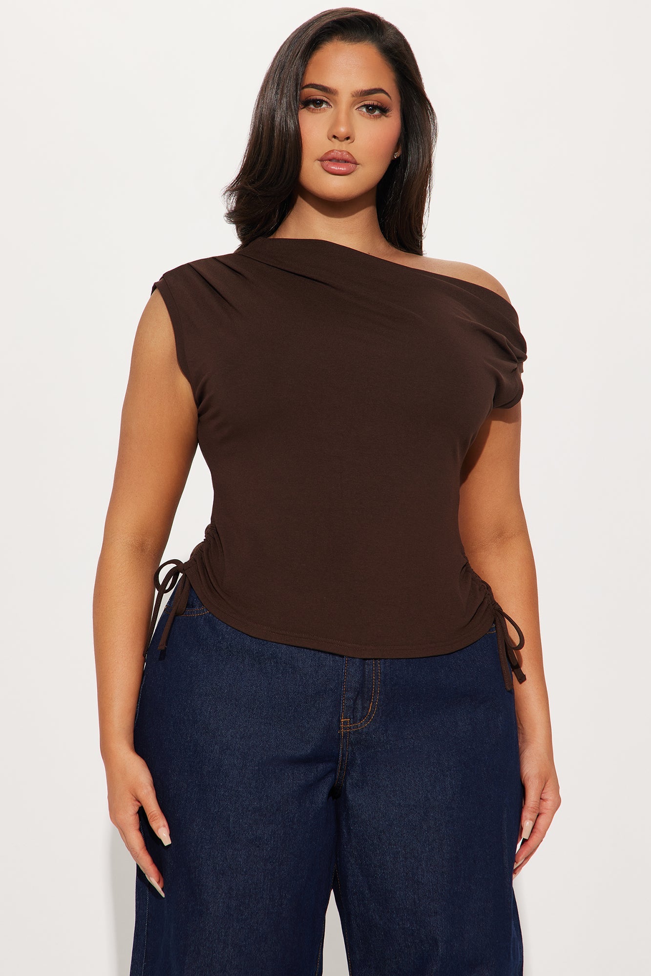 Vera One Shoulder Top - Chocolate
