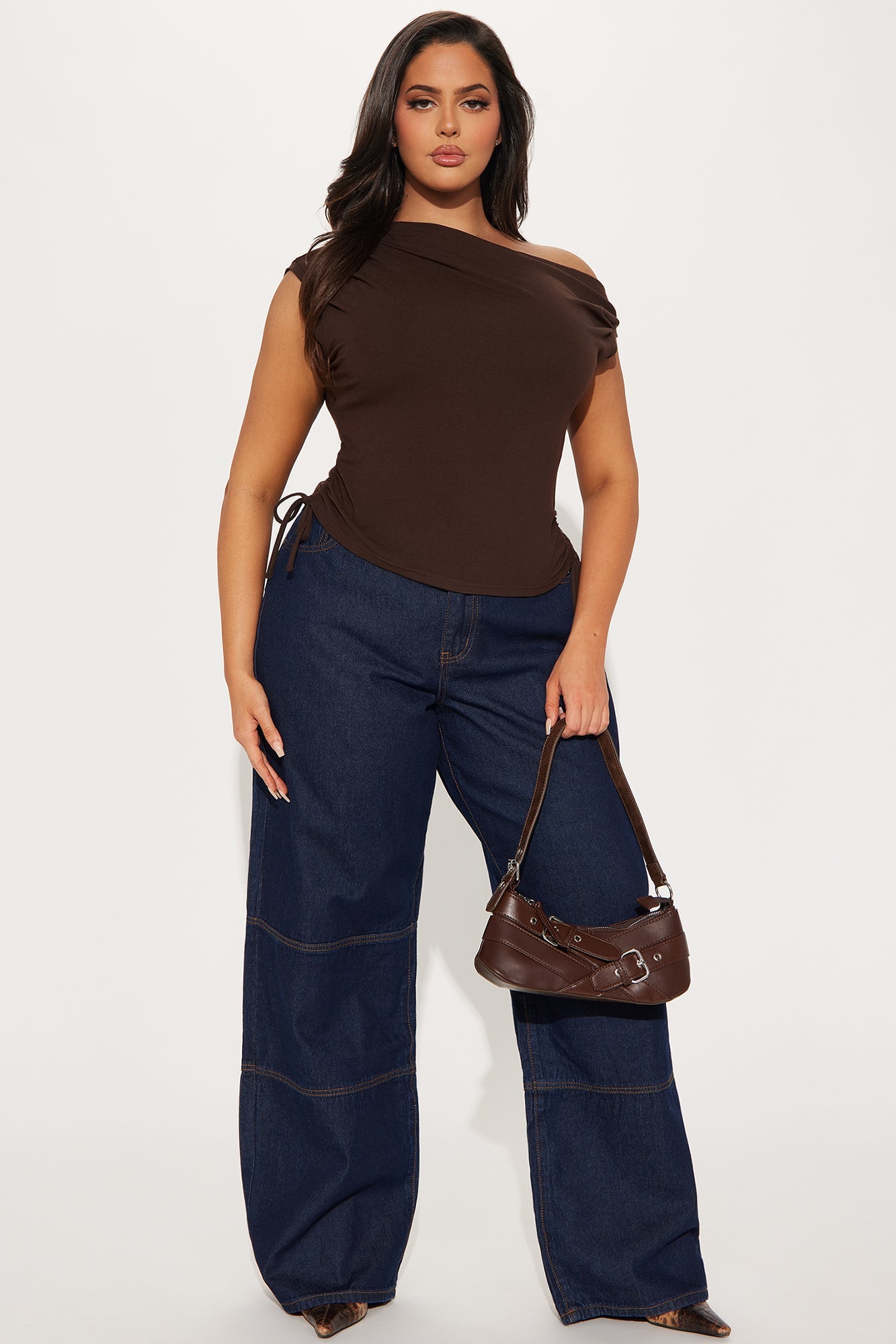 Vera One Shoulder Top - Chocolate