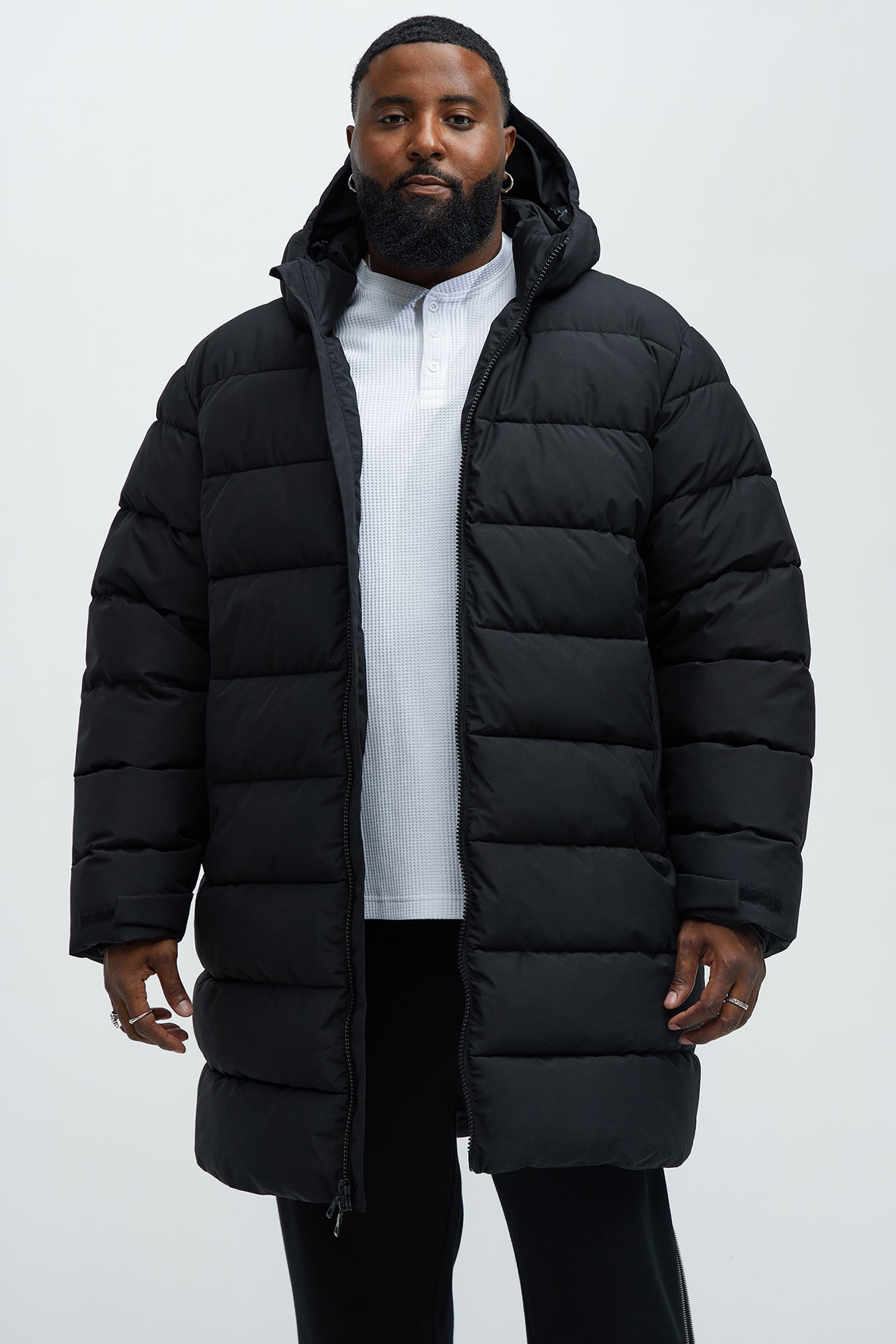 Flexin' Puffer Long Coat - Black