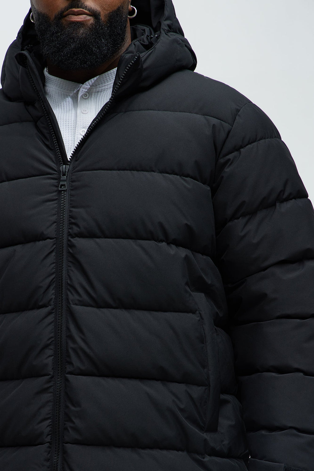 Flexin' Puffer Long Coat - Black