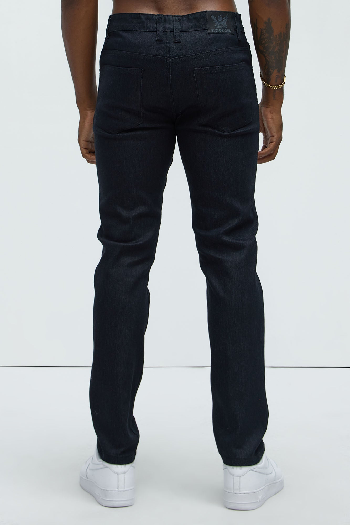 Stretch Raw Denim Skinny Jeans - Black
