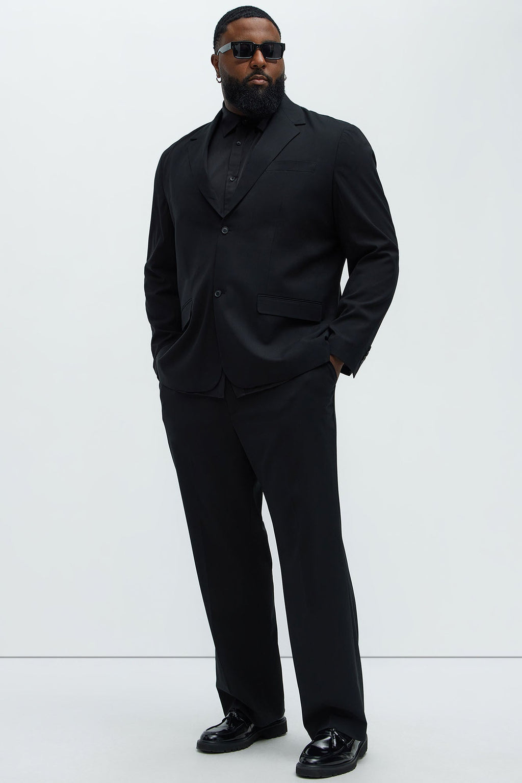 Modern Stretch Straight Trousers - Black
