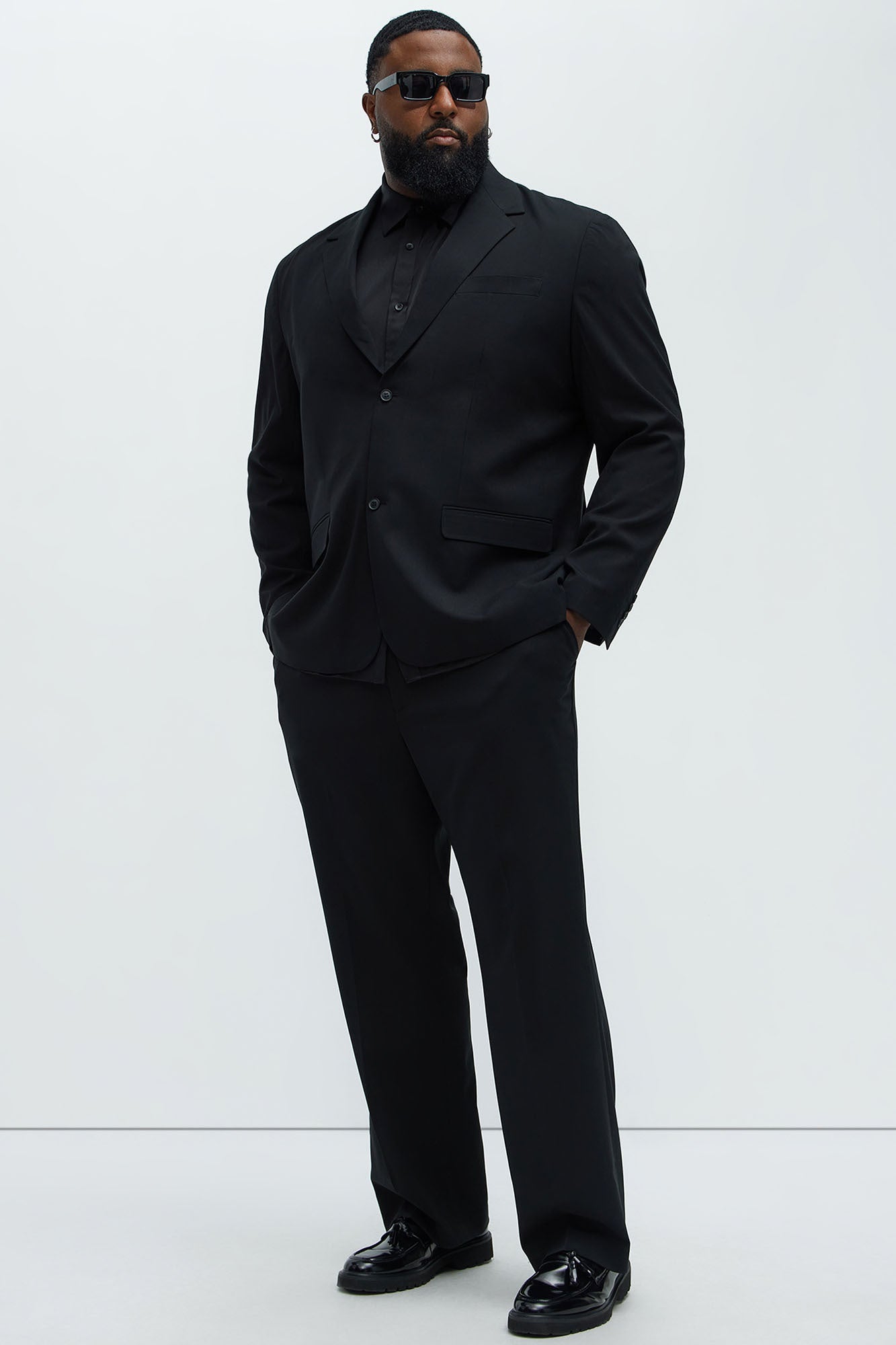 Modern Stretch Straight Trousers - Black