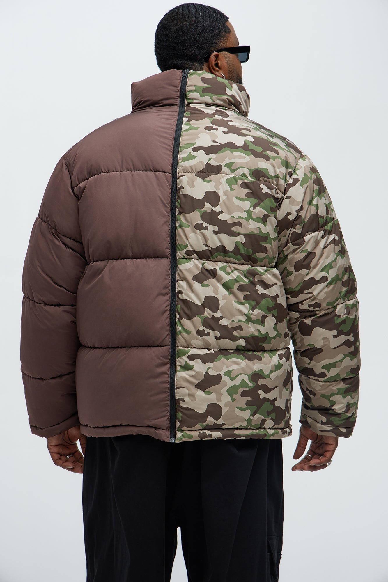 Shuffle Split Puffer Jacket - Brown Combo