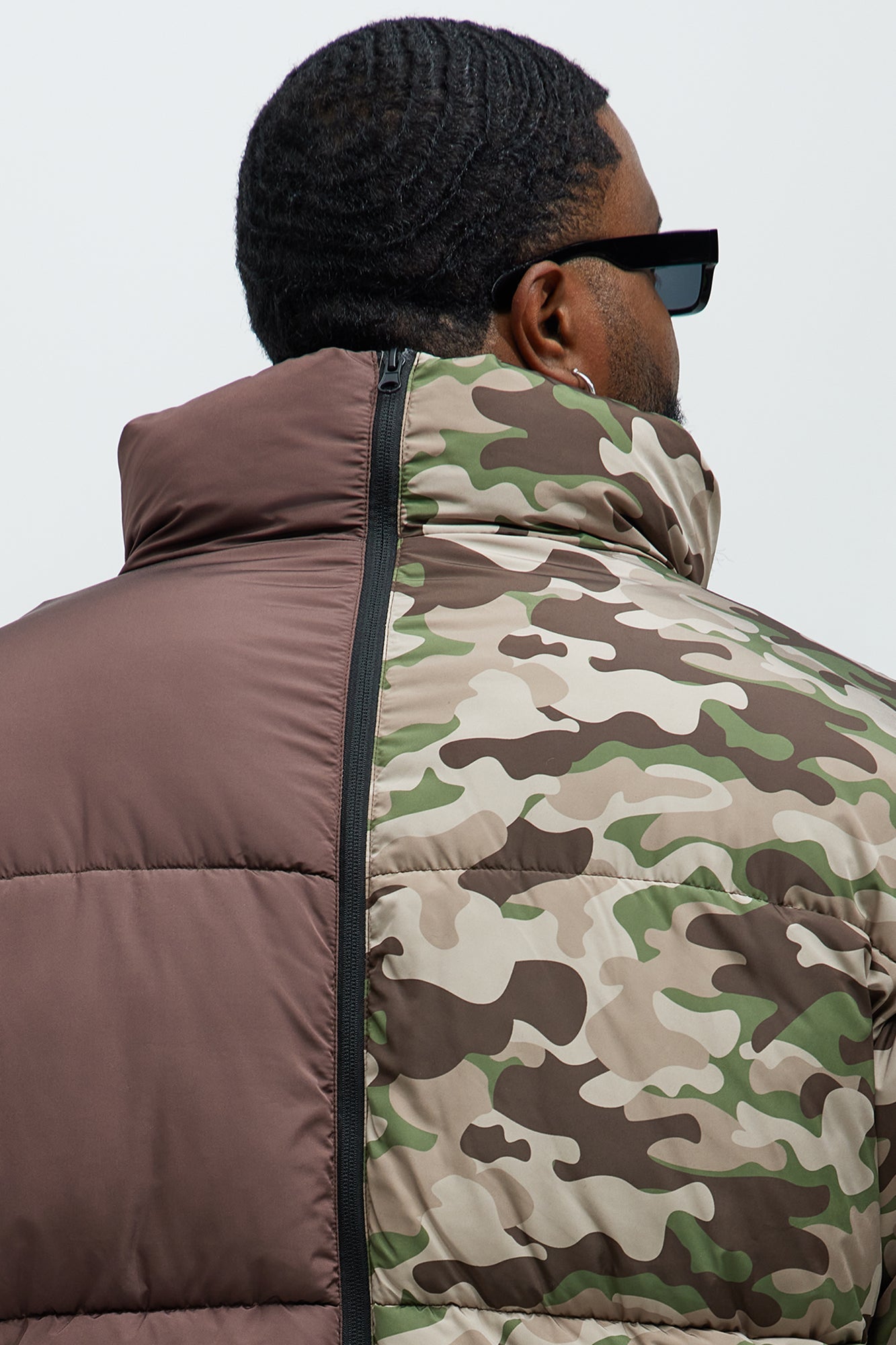 Shuffle Split Puffer Jacket - Brown Combo
