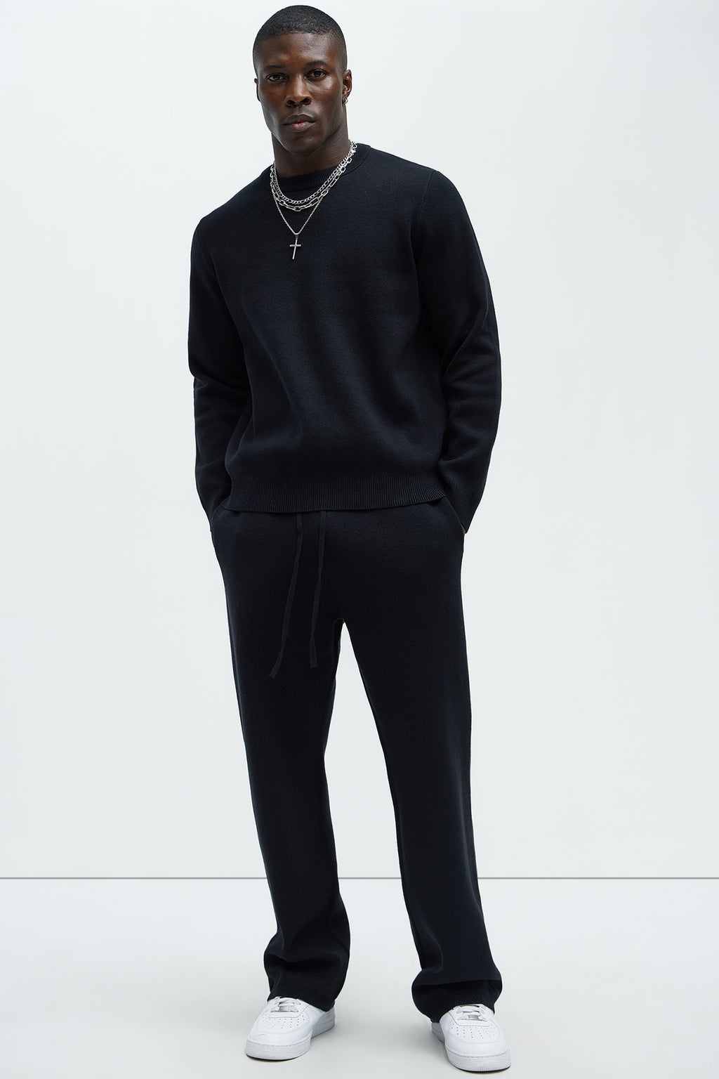Recline Sweater Knit Crewneck - Black