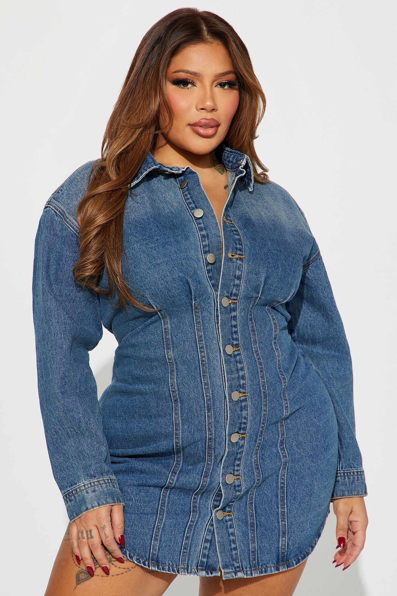 Alessandra Denim Mini Dress - Medium Wash
