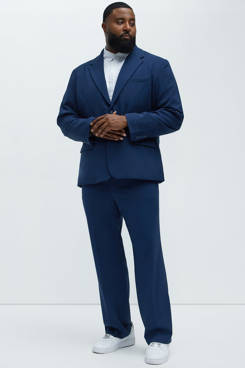 Modern Stretch Straight Trousers - Navy