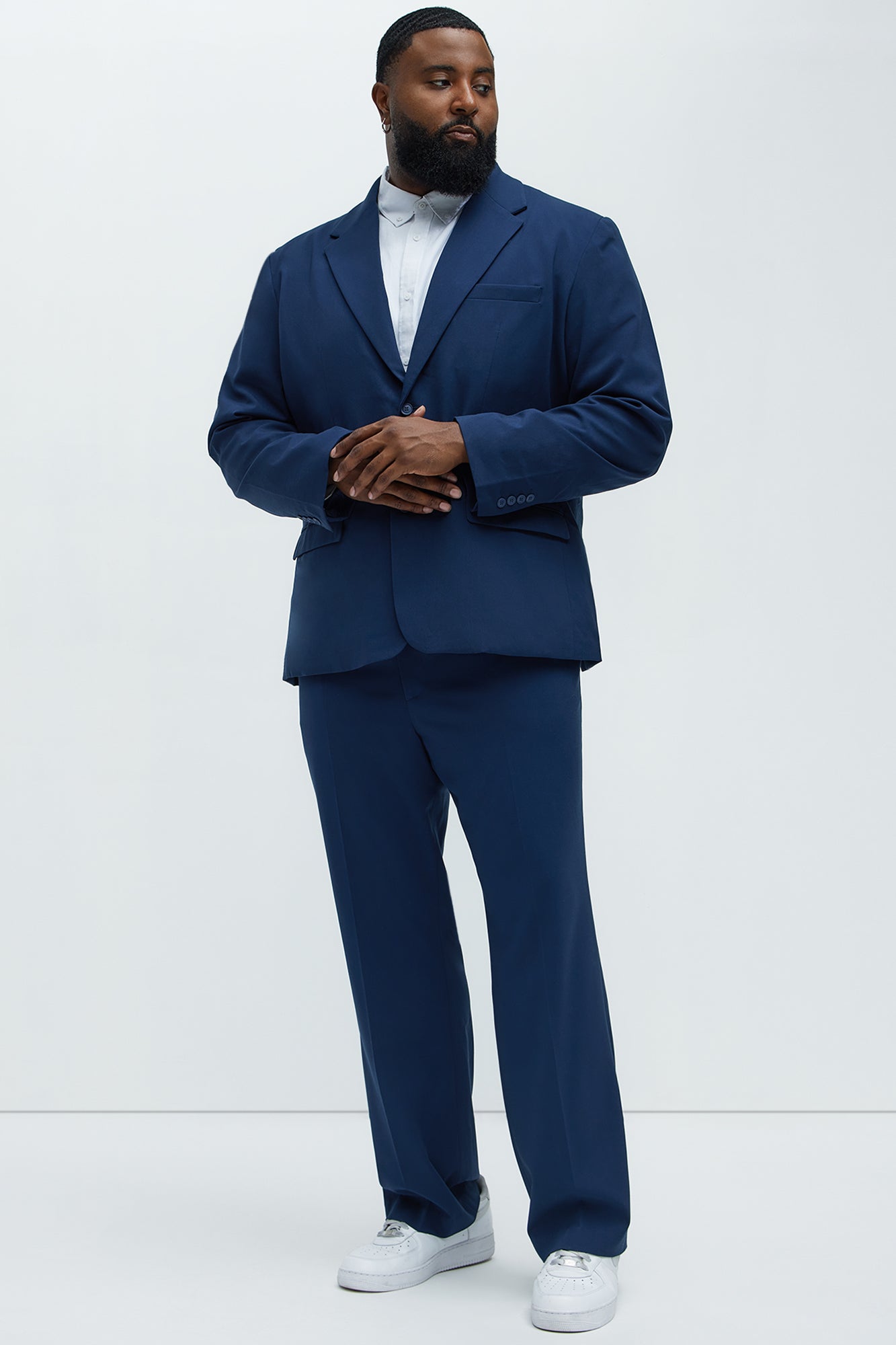 Modern Stretch Straight Trousers - Navy