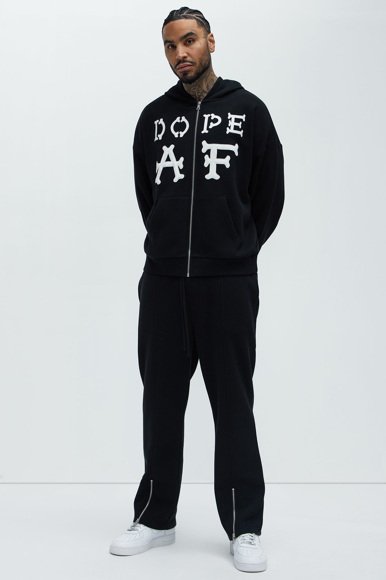 Tyson Elm Zip Hem Straight Sweatpants - Black