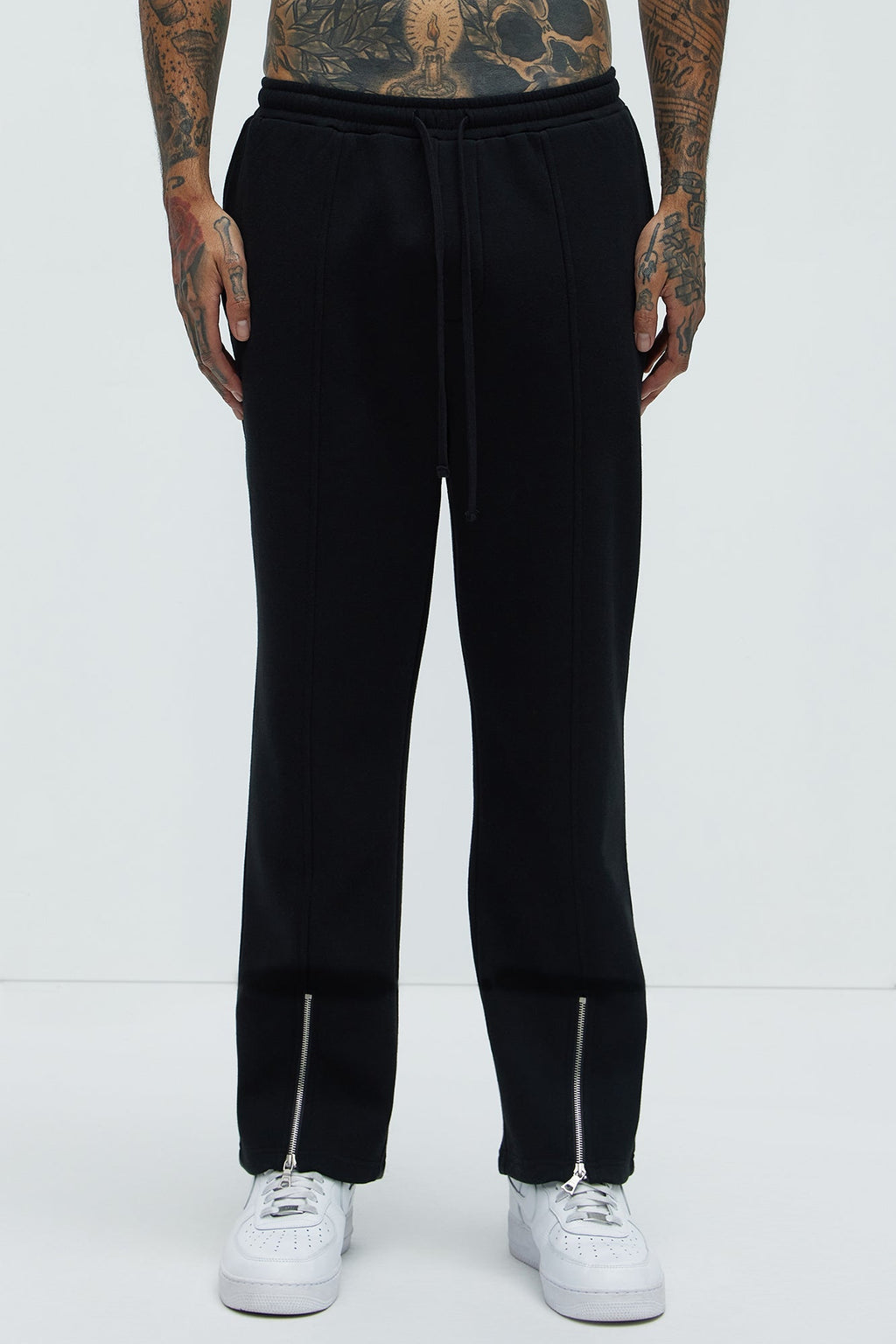 Tyson Elm Zip Hem Straight Sweatpants - Black