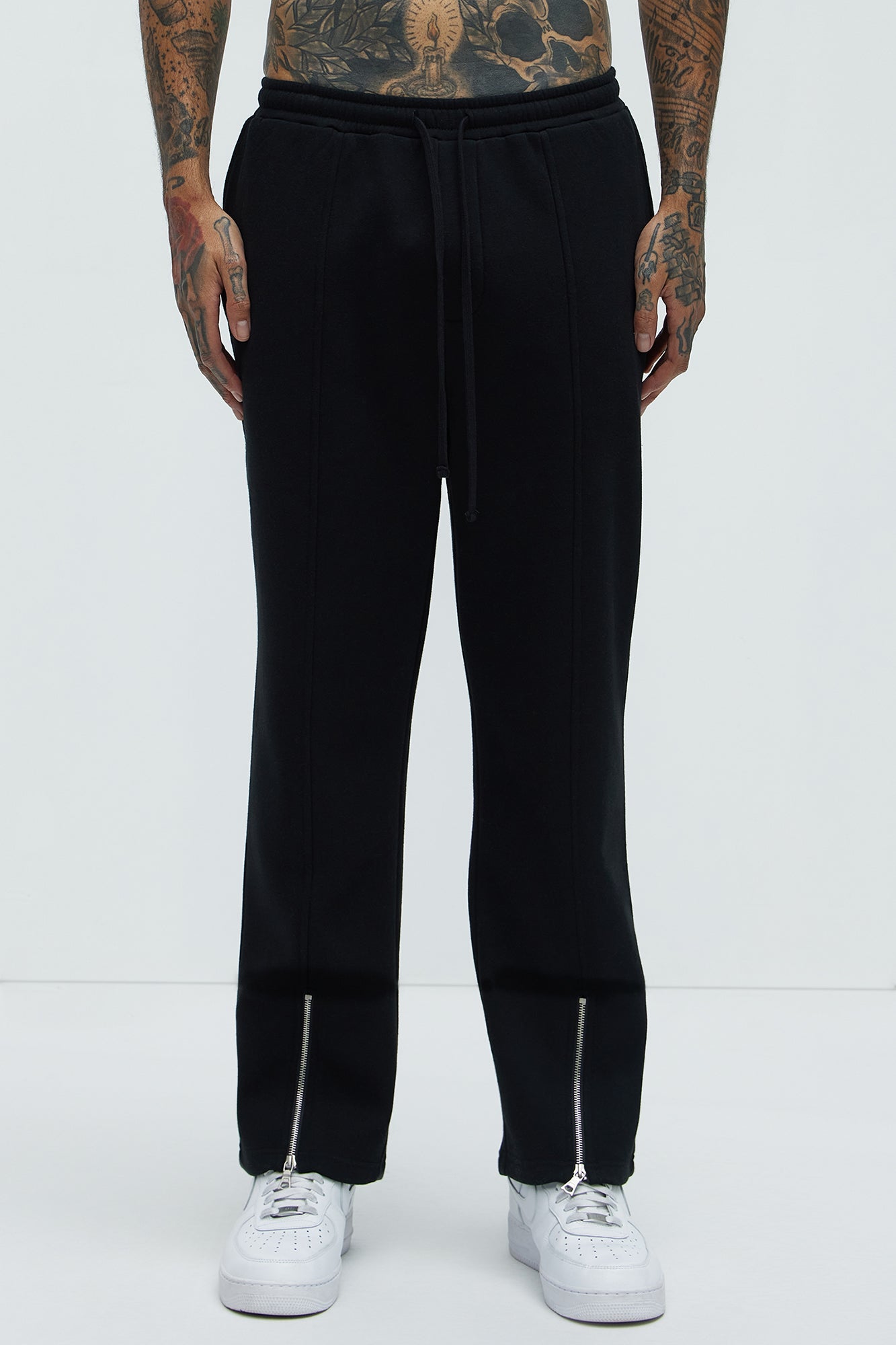 Tyson Elm Zip Hem Straight Sweatpants - Black