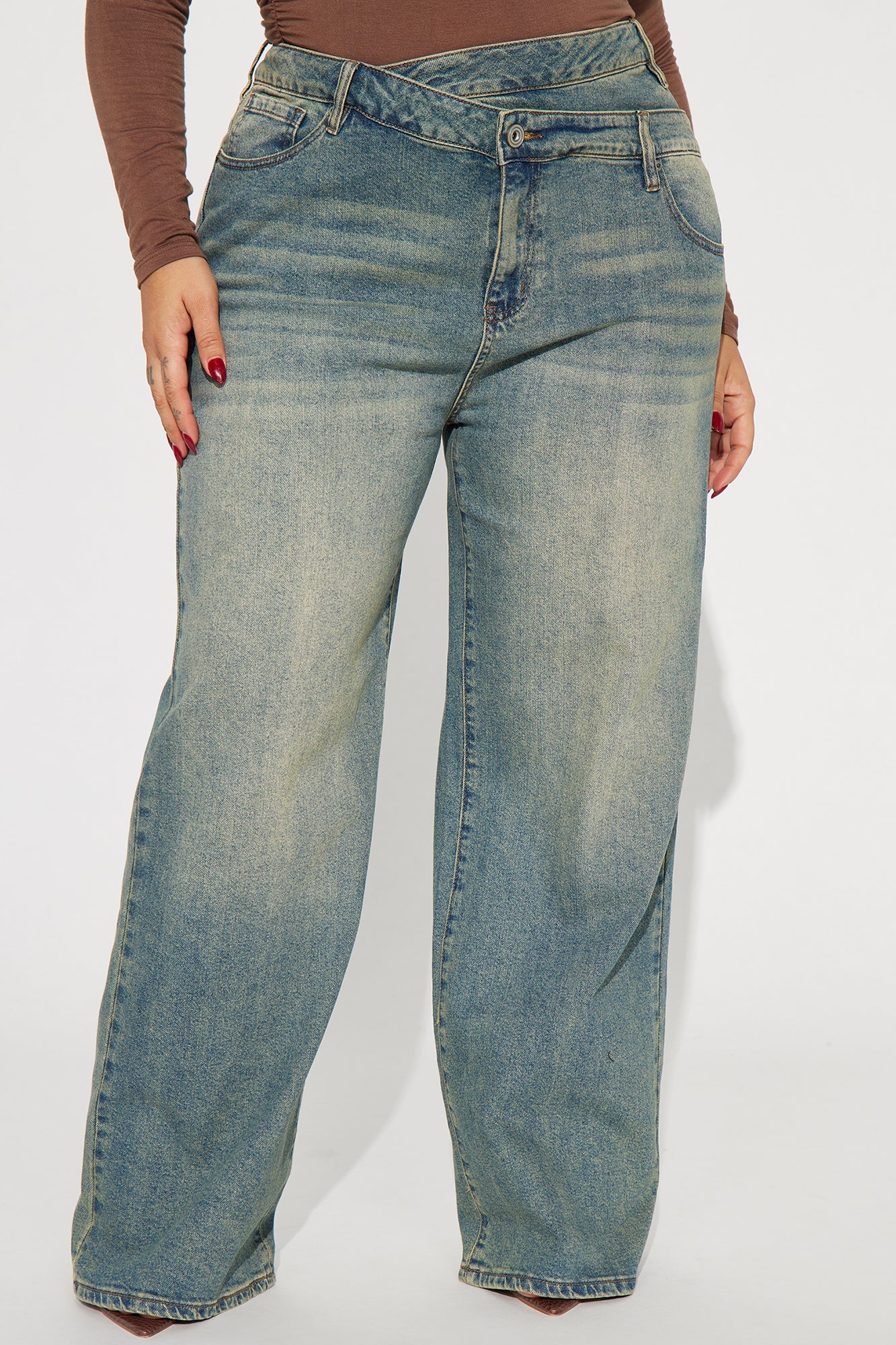Confessions Crossover Tinted Jeans - Vintage Blue Wash