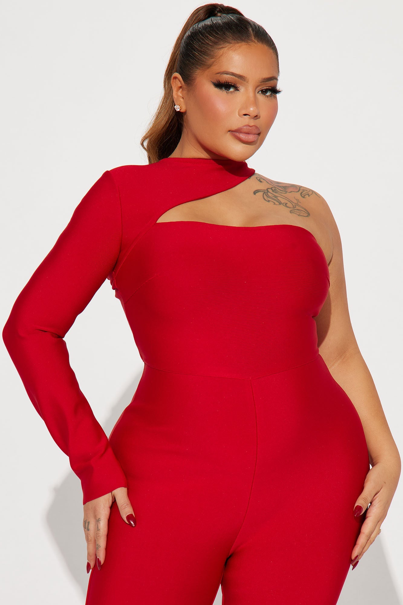 Make It Out Bandage Jumpsuit  - Red