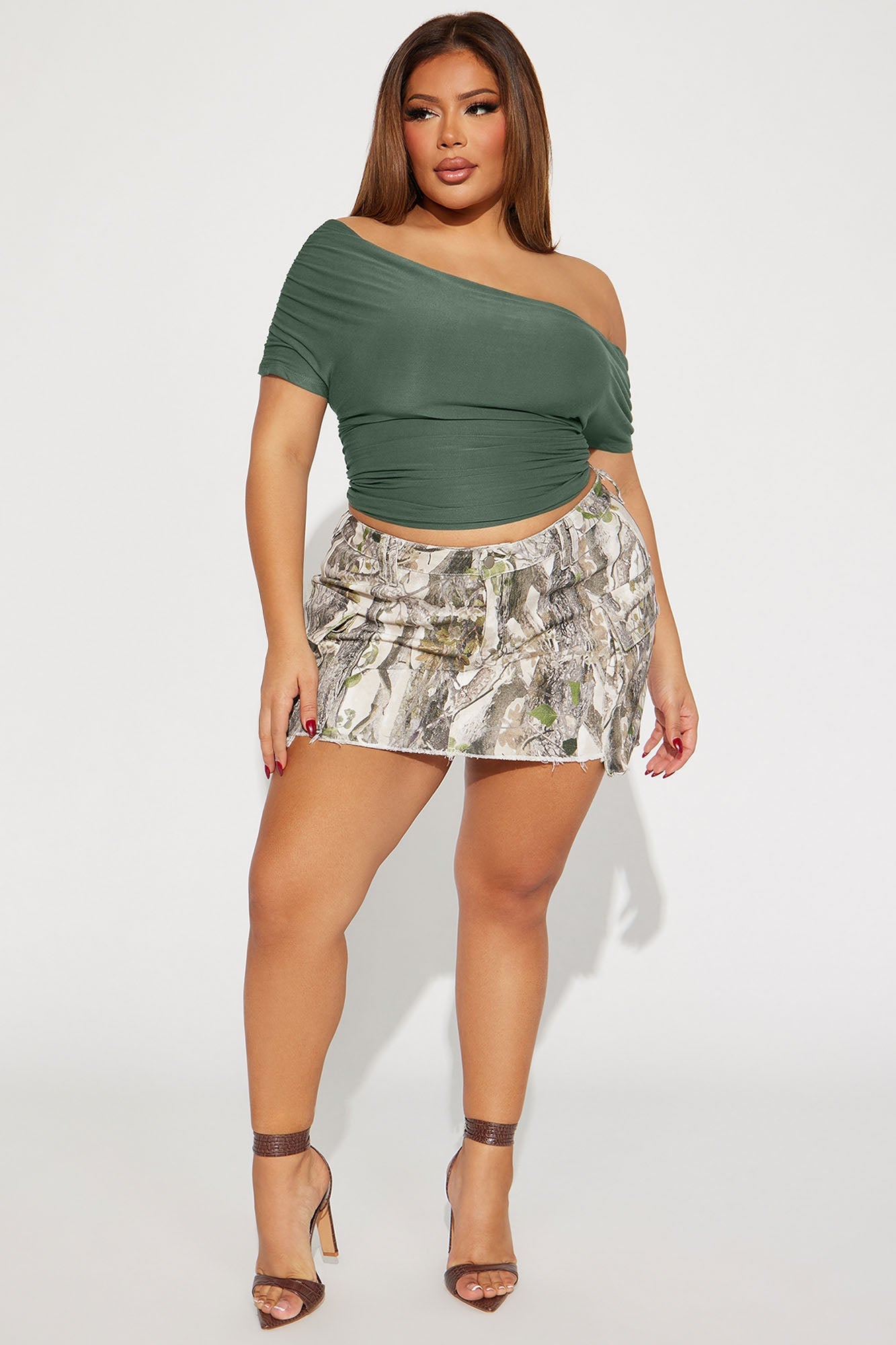 Oksana One Shoulder Top - Olive