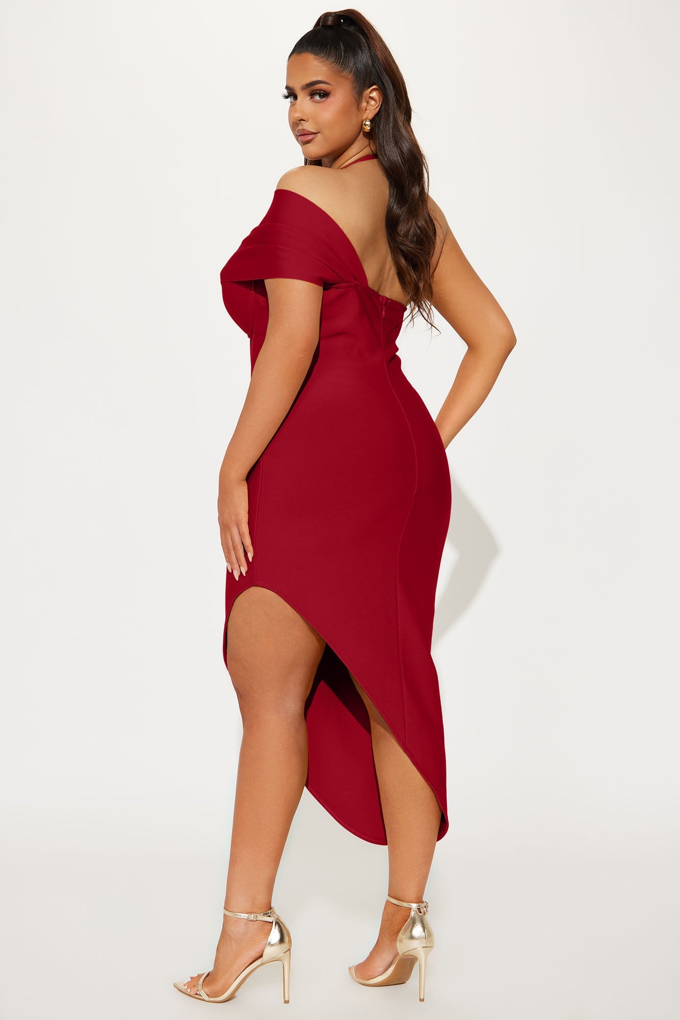 Kelly Ann Bandage Midi Dress - Red