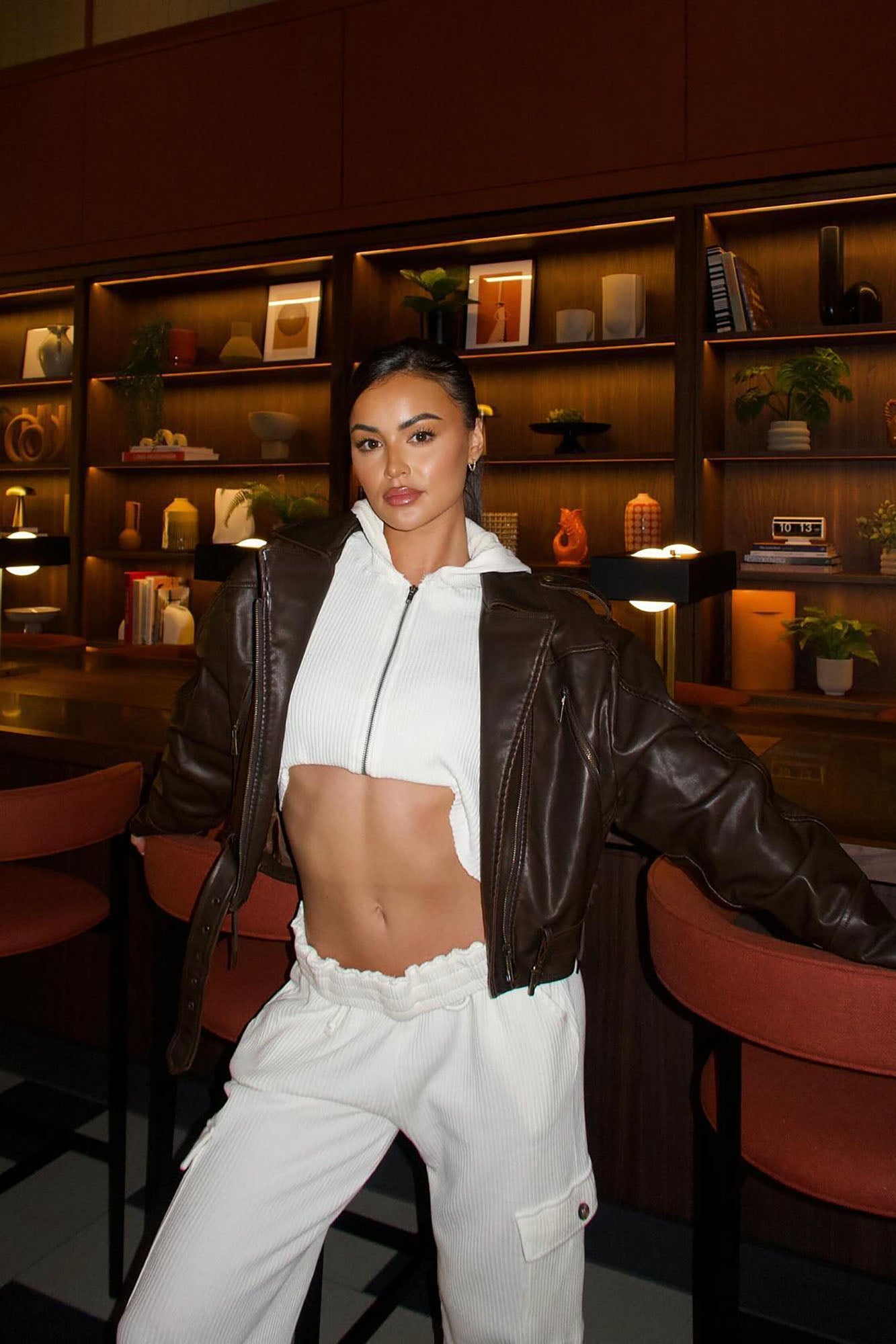 Check The Deets Faux Leather Moto Jacket - Brown