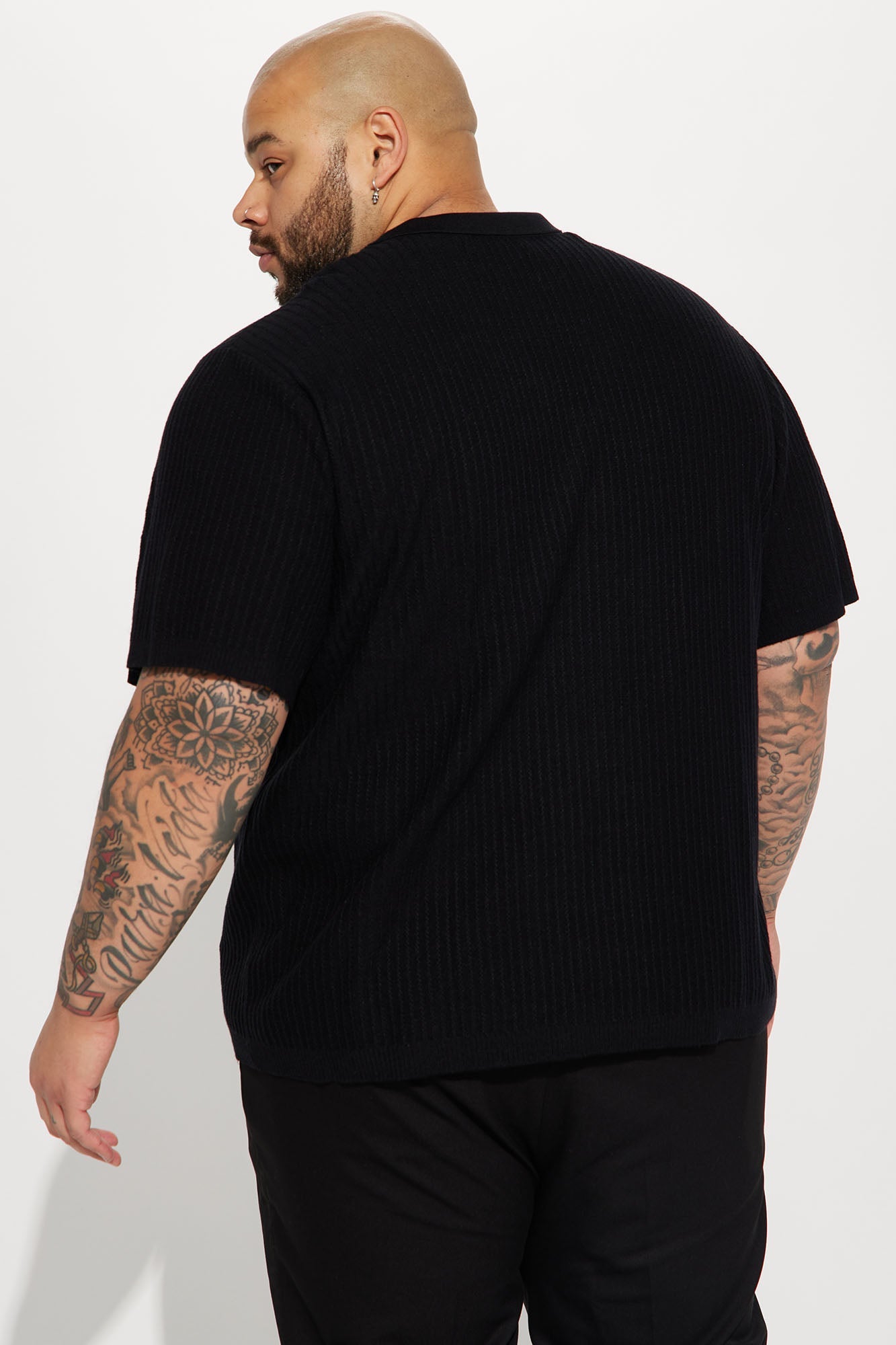 Coastal Knit Short Sleeve Shirt - Black