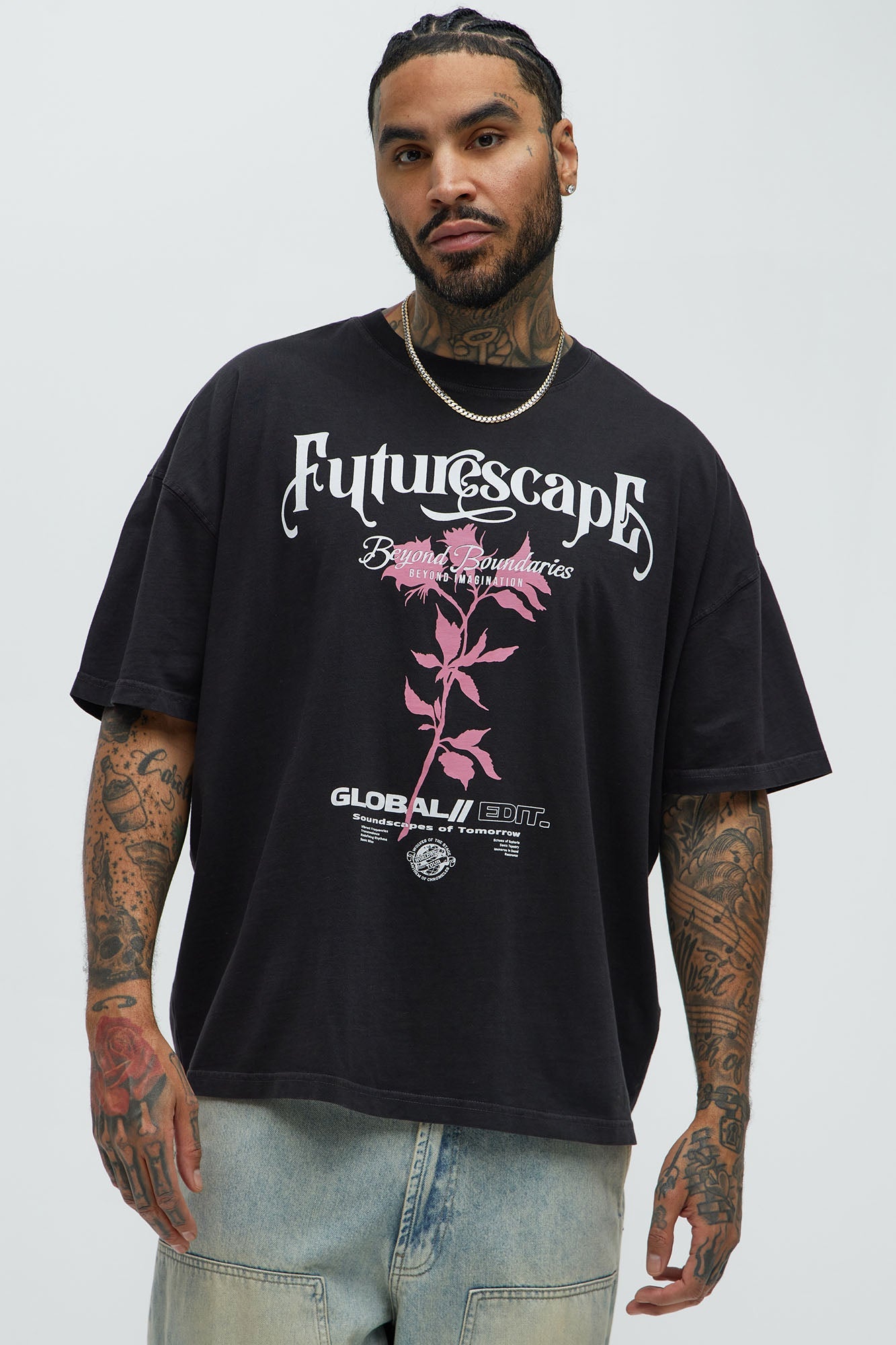 Futurescape Oversized Short Sleeve Tee - Black