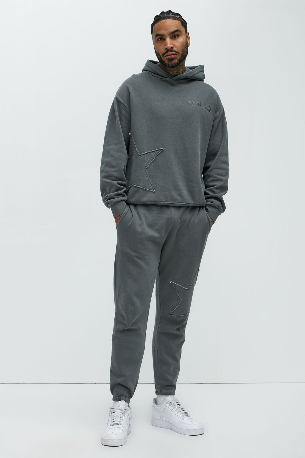 Rockstar Patch Hoodie - Charcoal