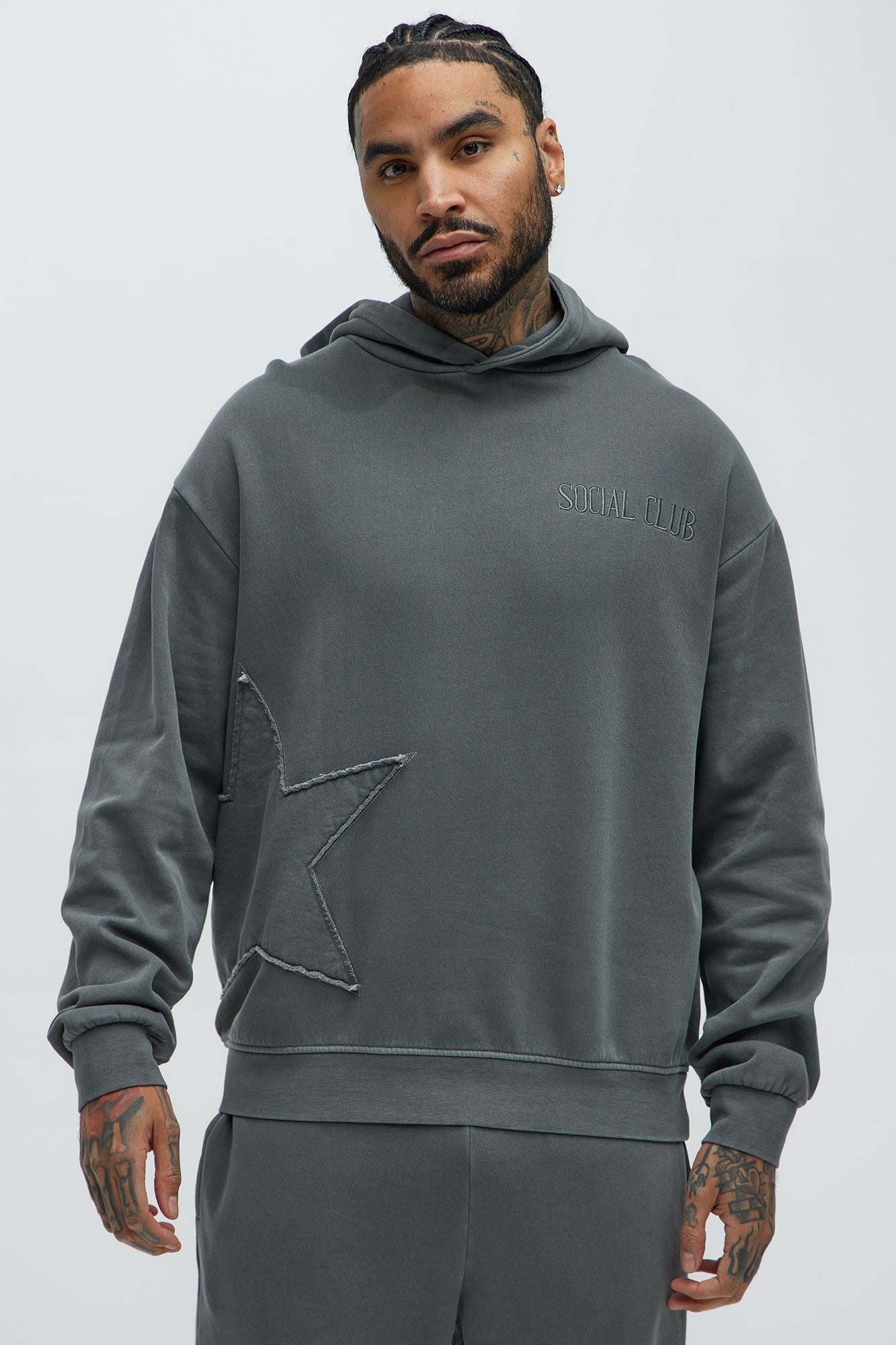 Rockstar Patch Hoodie - Charcoal