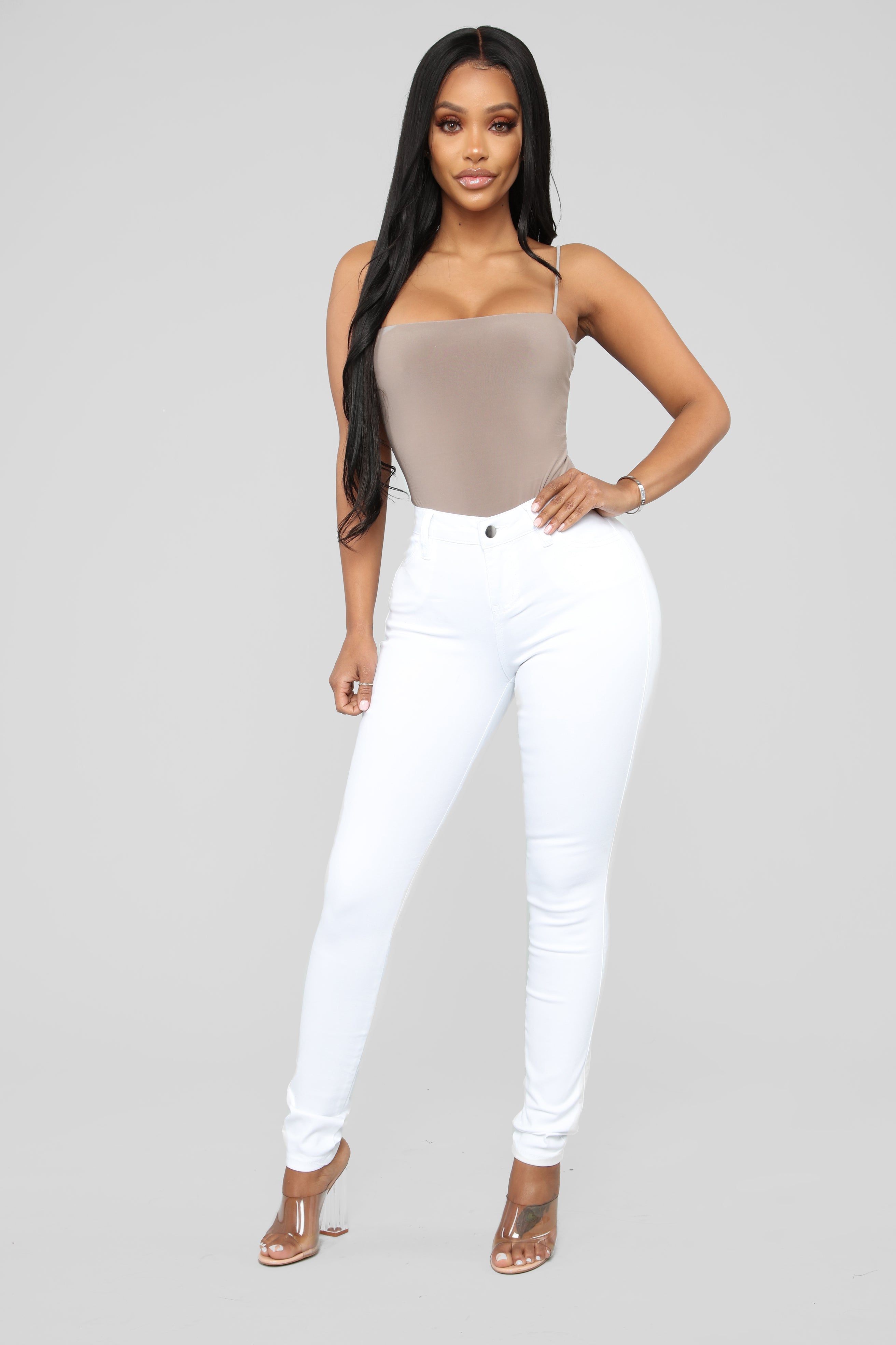 Classic Mid Rise Skinny Jeans - White