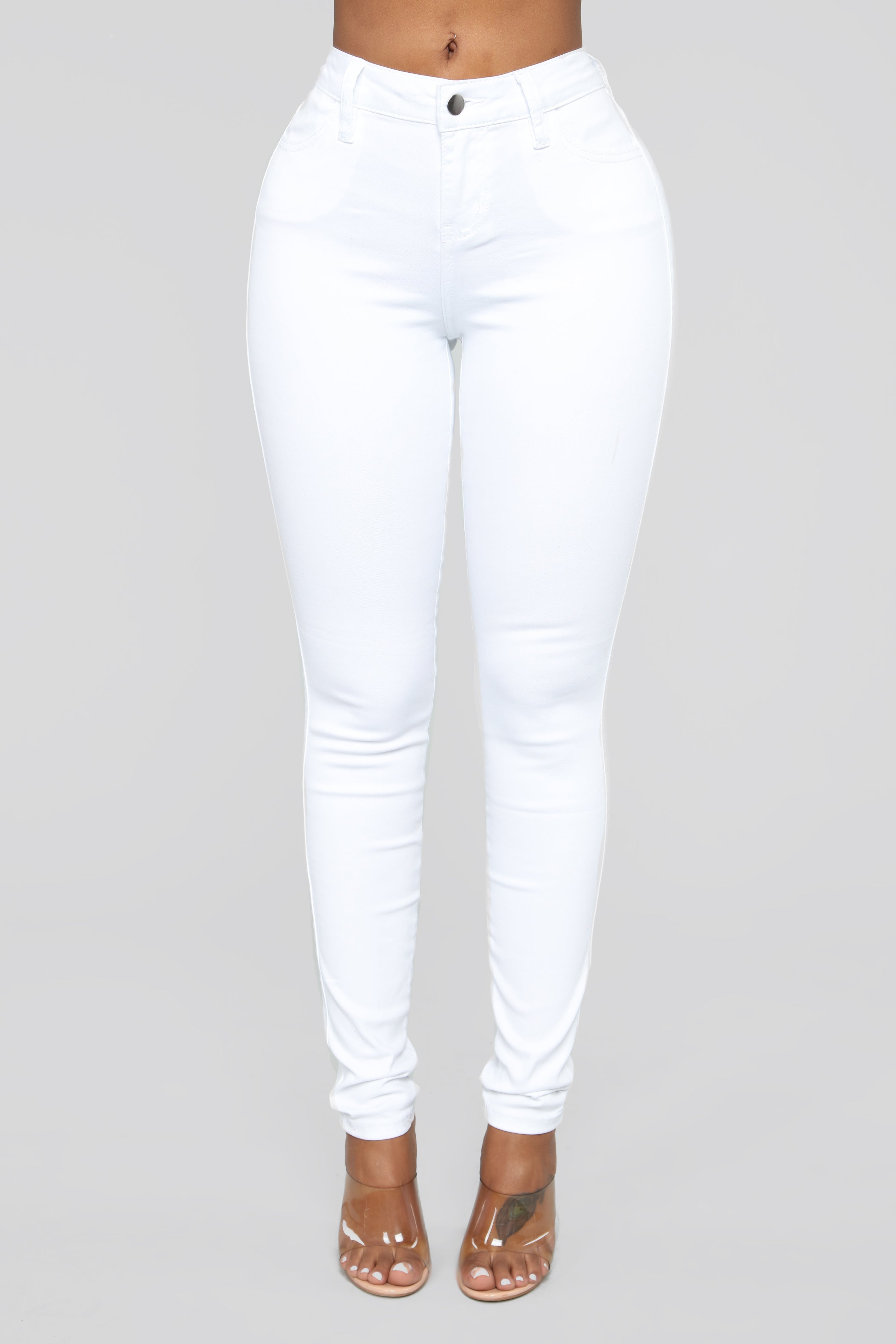 Classic Mid Rise Skinny Jeans - White