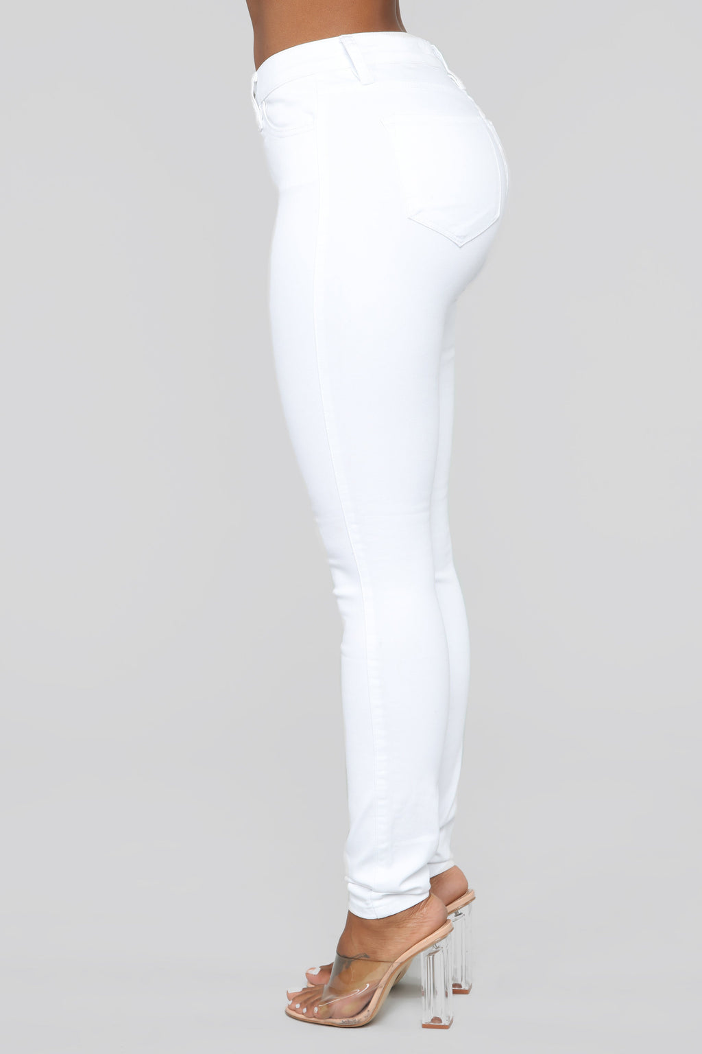 Classic Mid Rise Skinny Jeans - White