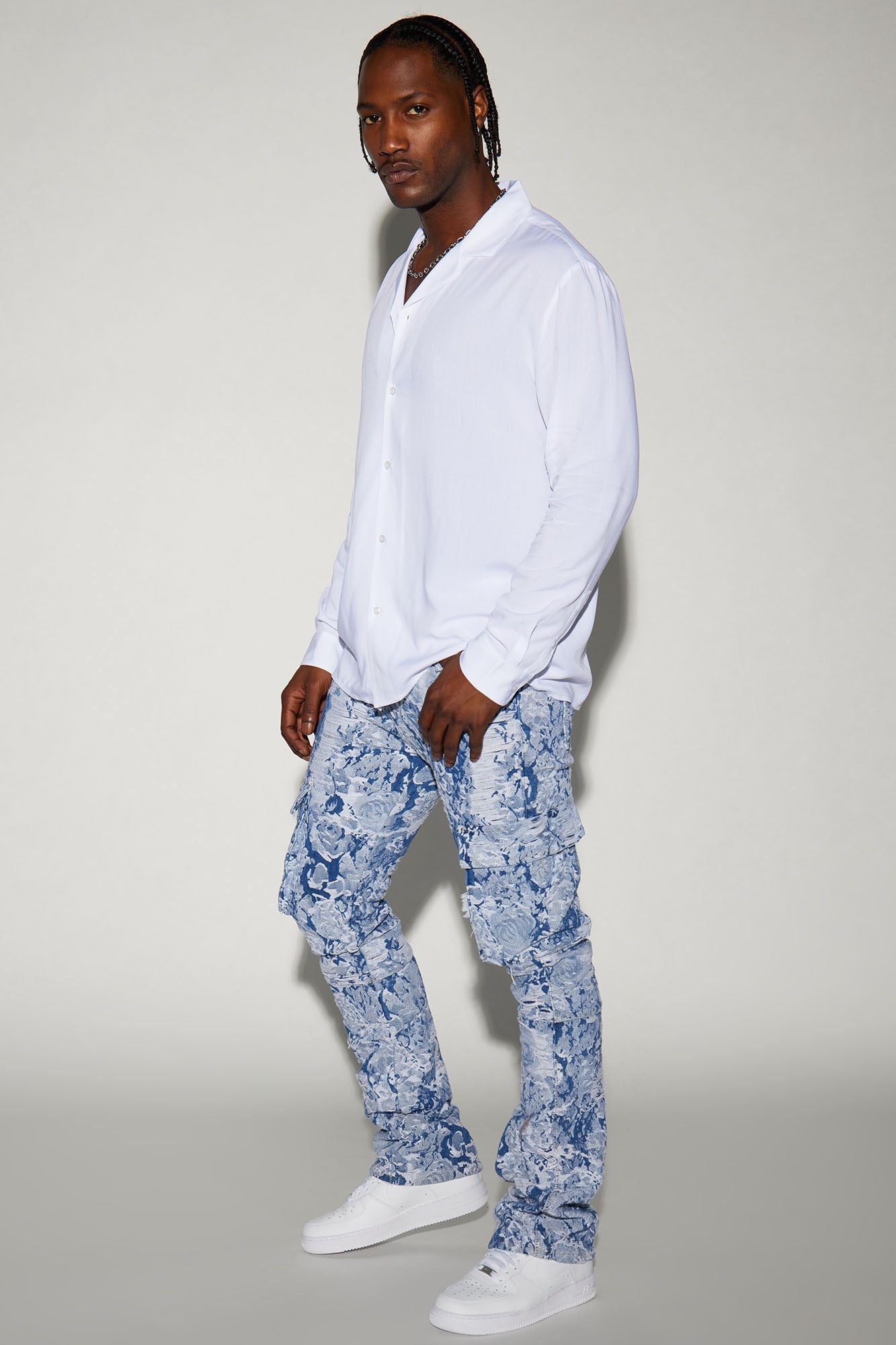 Inspired Stacked Skinny Flare Jeans - Light Blue