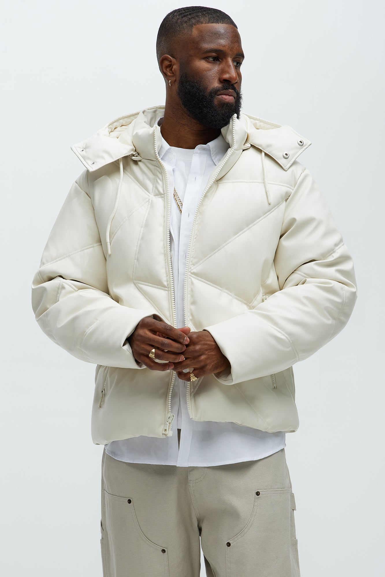 Looking For Me Padded Hood Puffer - White