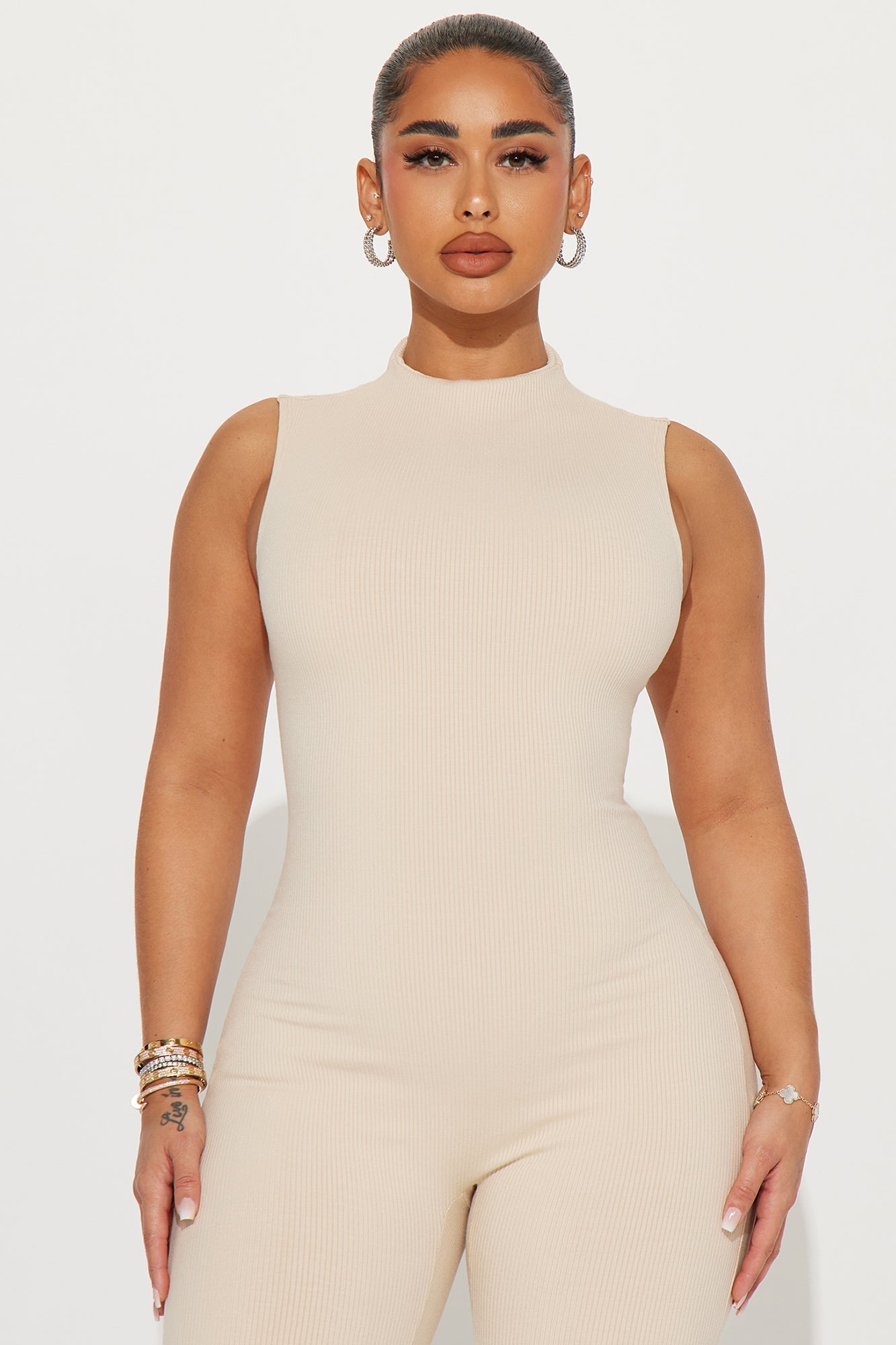 Amber Snatched Flare Jumpsuit - Cream