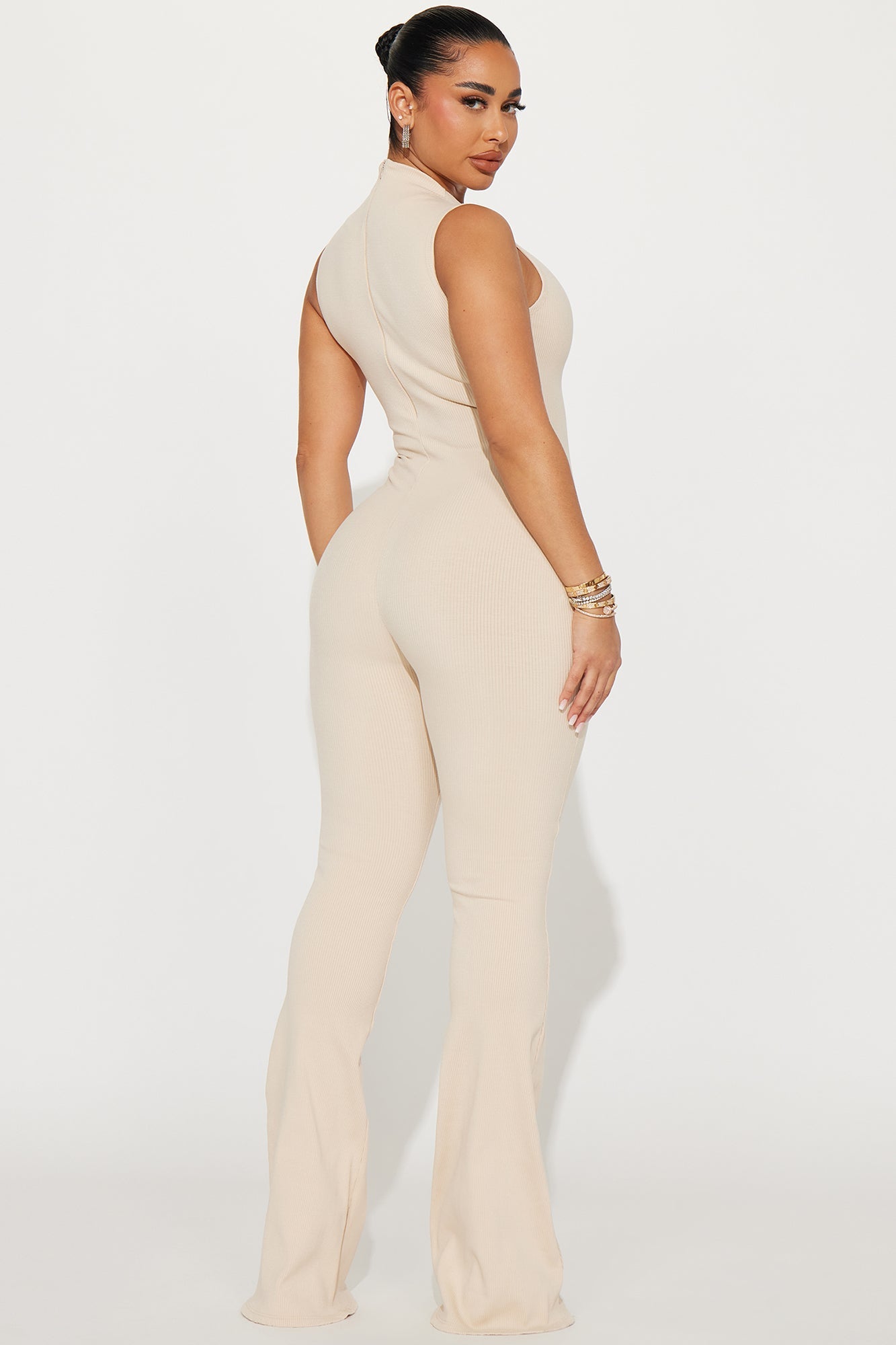 Amber Snatched Flare Jumpsuit - Cream