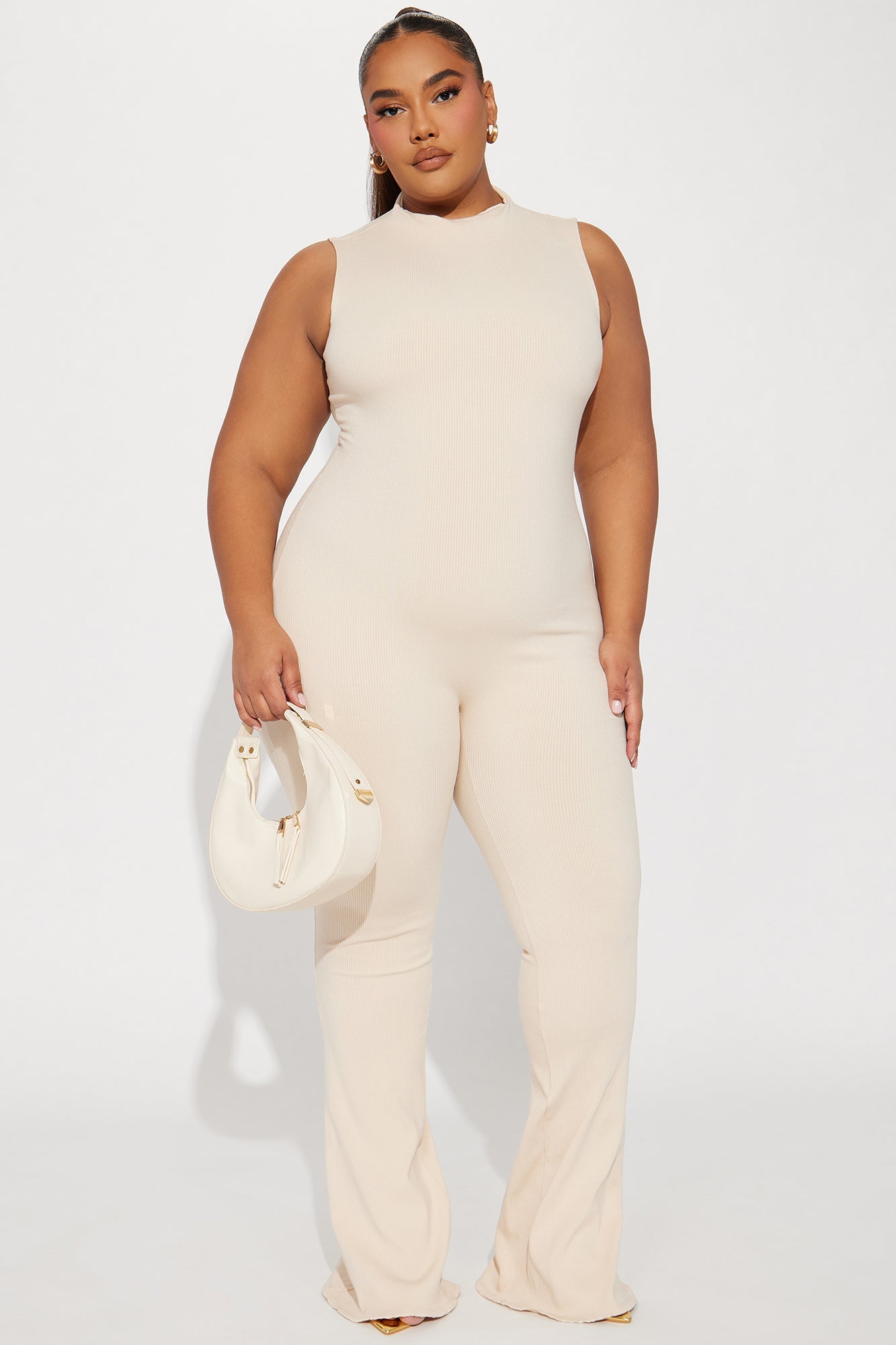 Amber Snatched Flare Jumpsuit - Cream