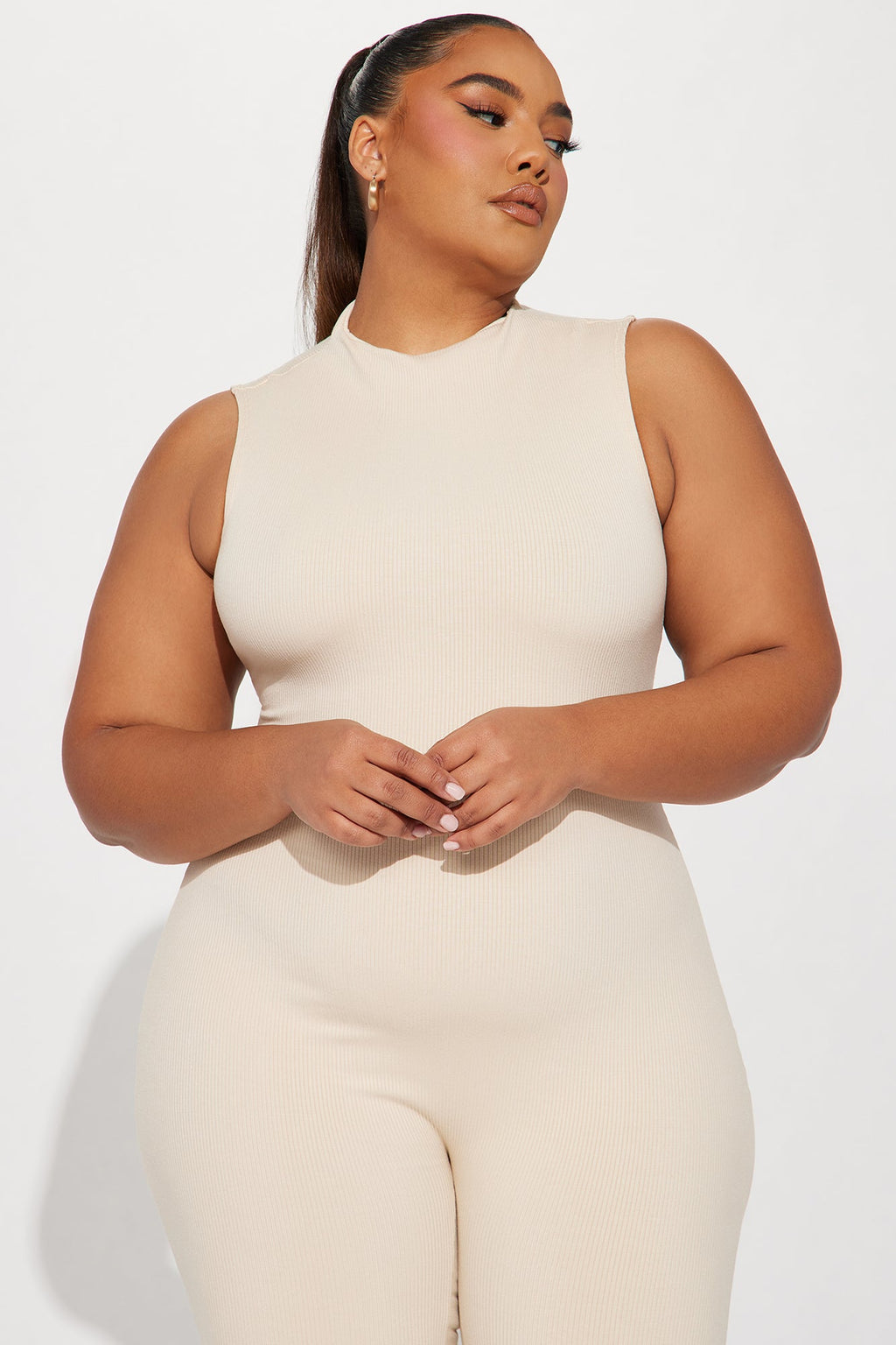Amber Snatched Flare Jumpsuit - Cream