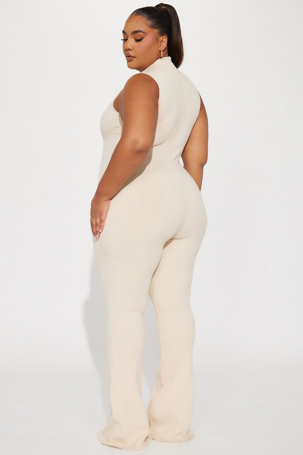 Amber Snatched Flare Jumpsuit - Cream