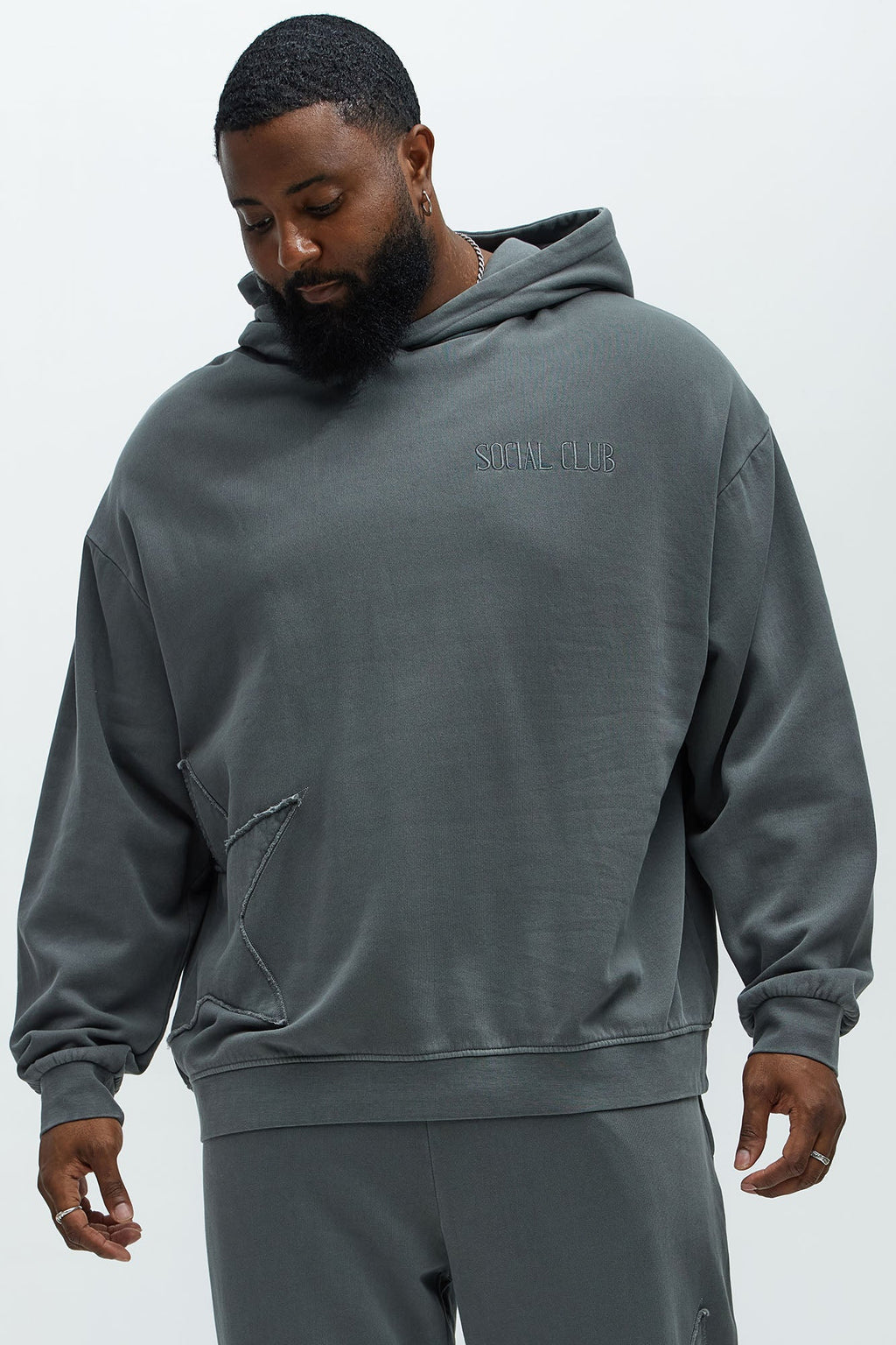 Rockstar Patch Hoodie - Charcoal