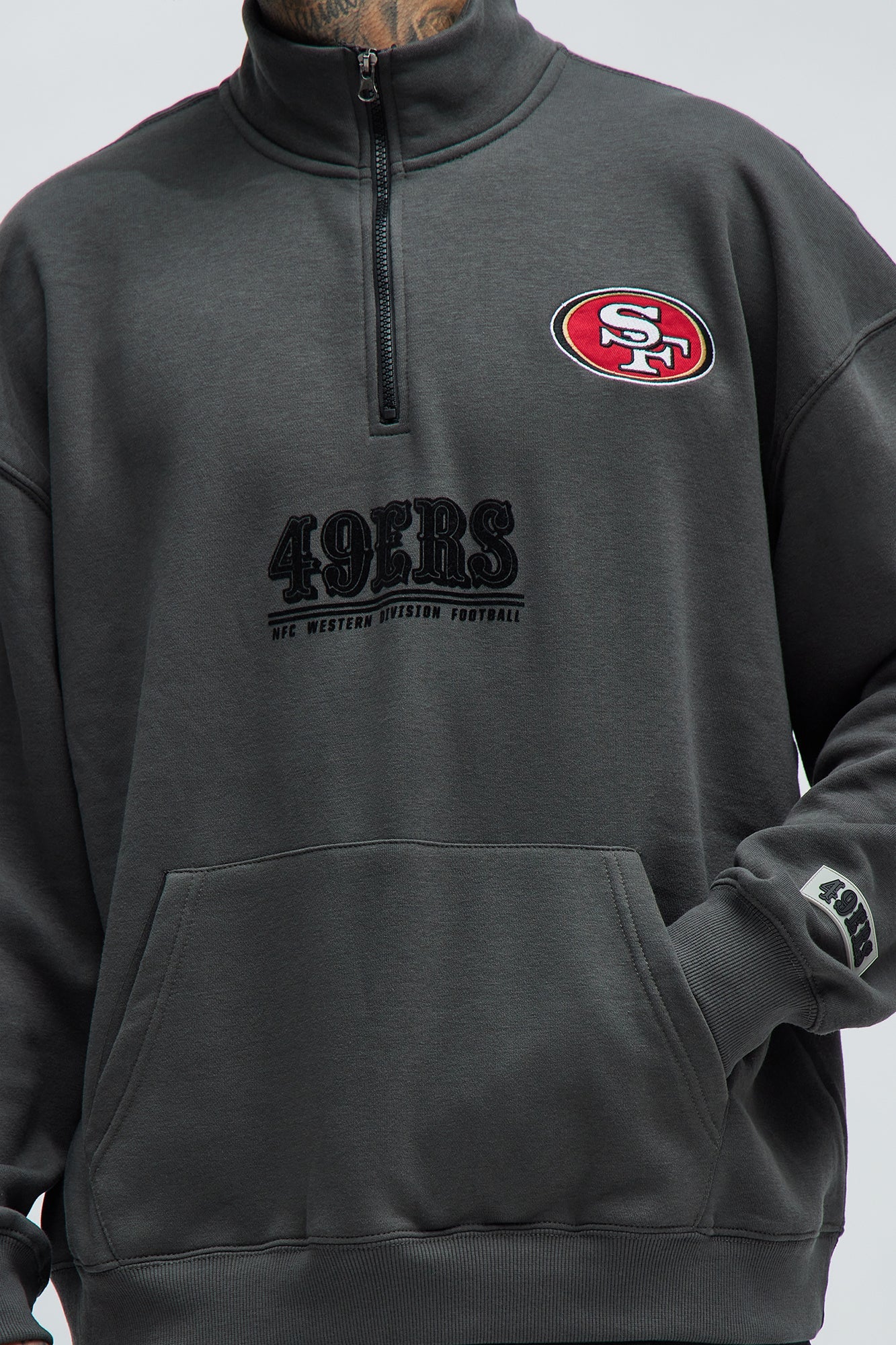 49ers Essential Quarter Zip Sweatershirt - Grey/combo