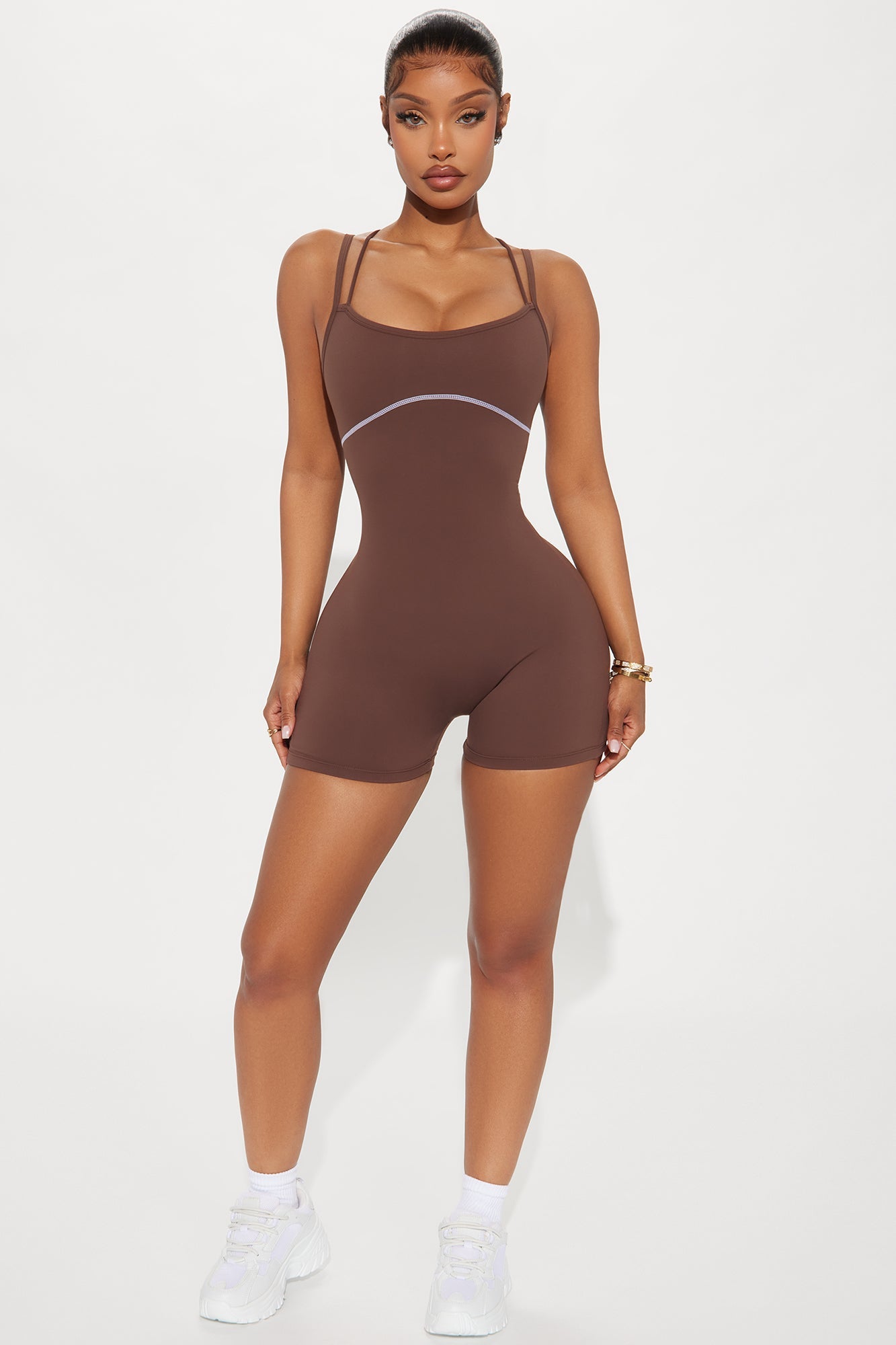 In Harmony Active Romper - Chocolate