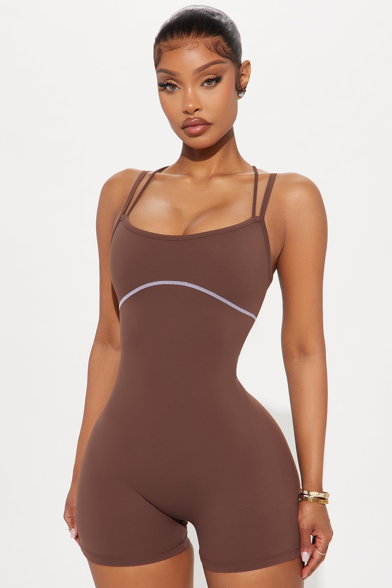 In Harmony Active Romper - Chocolate