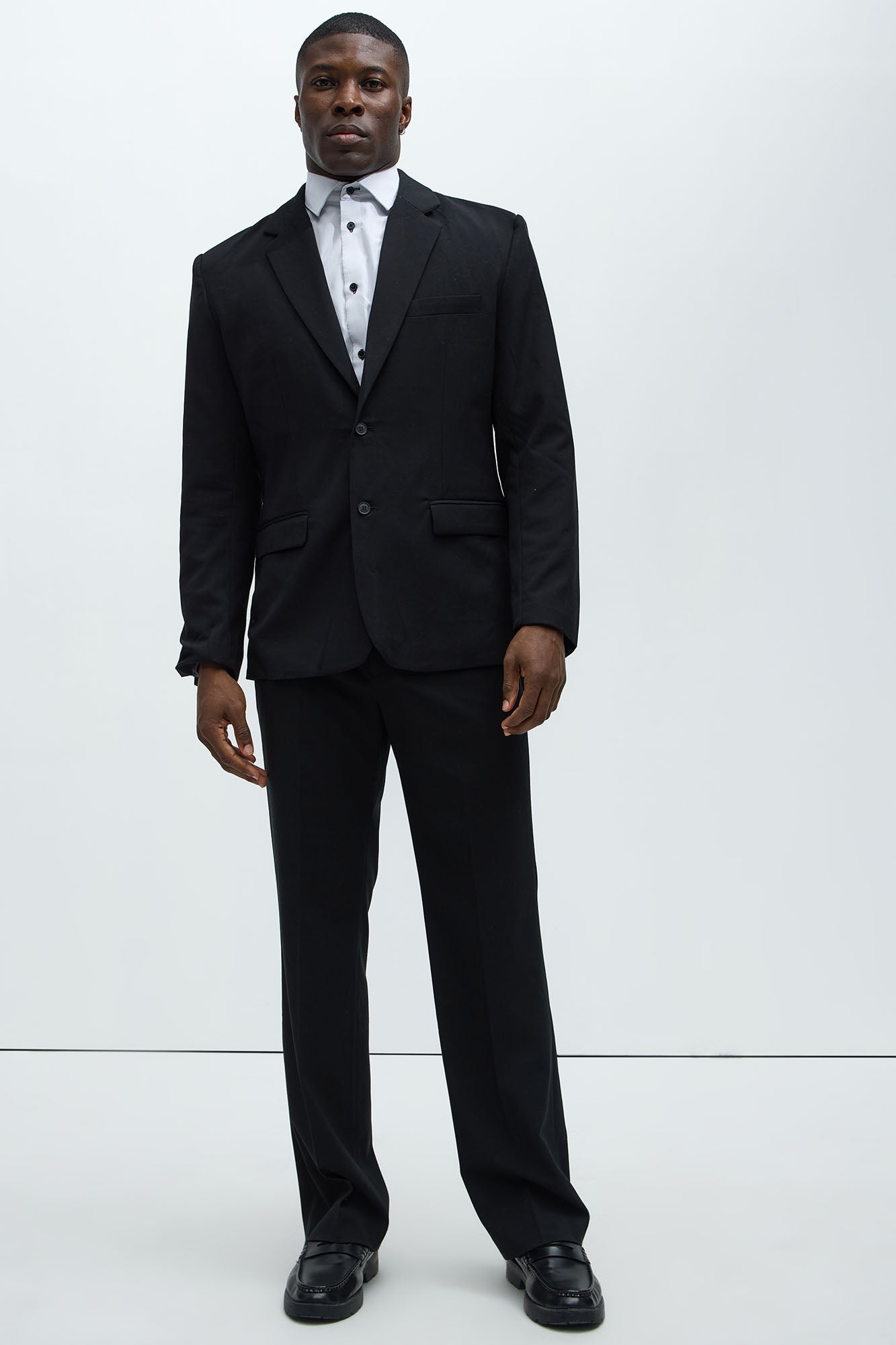Modern Stretch Straight Trousers - Black