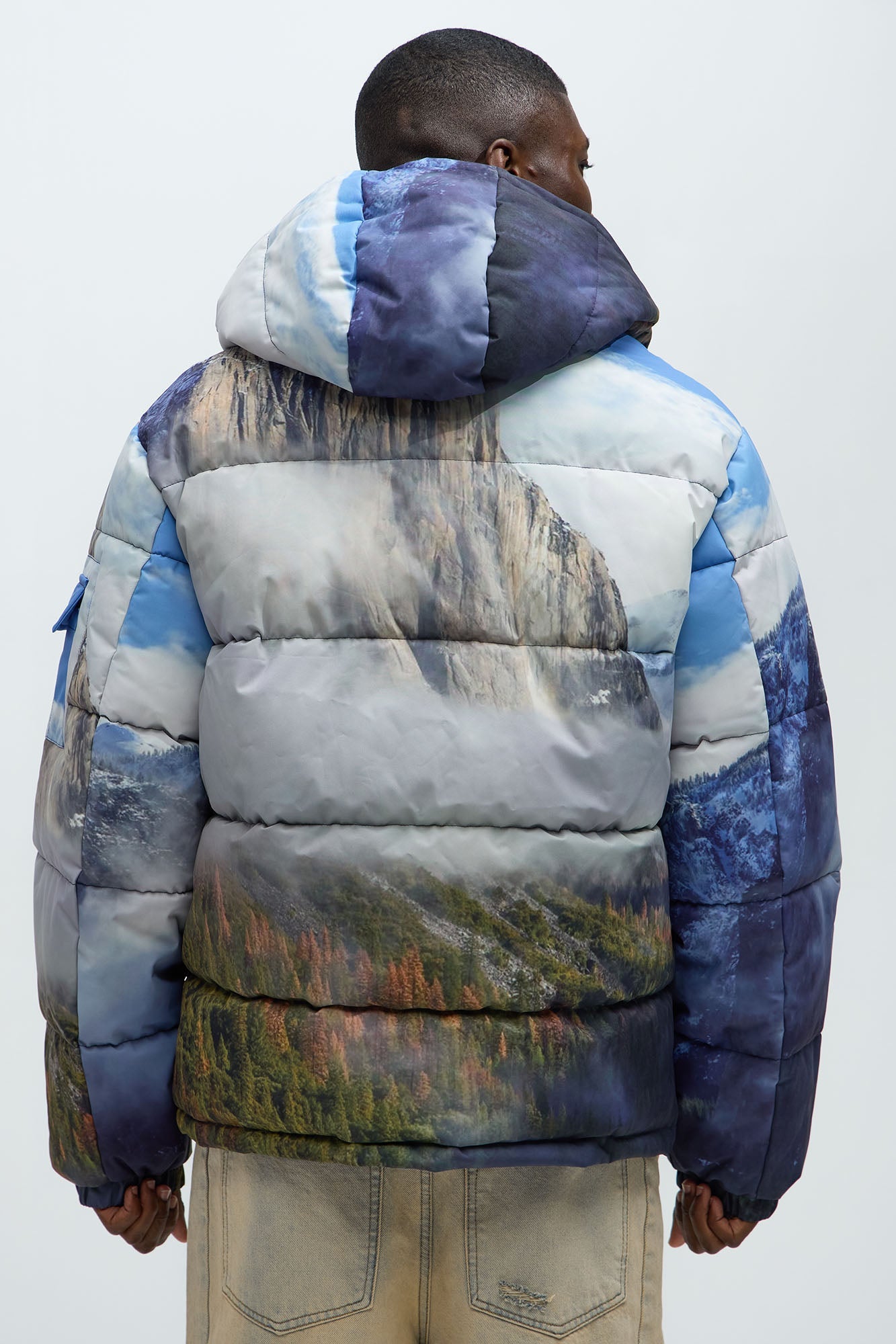 Big Sky Hooded Puffer Jacket - Blue/combo