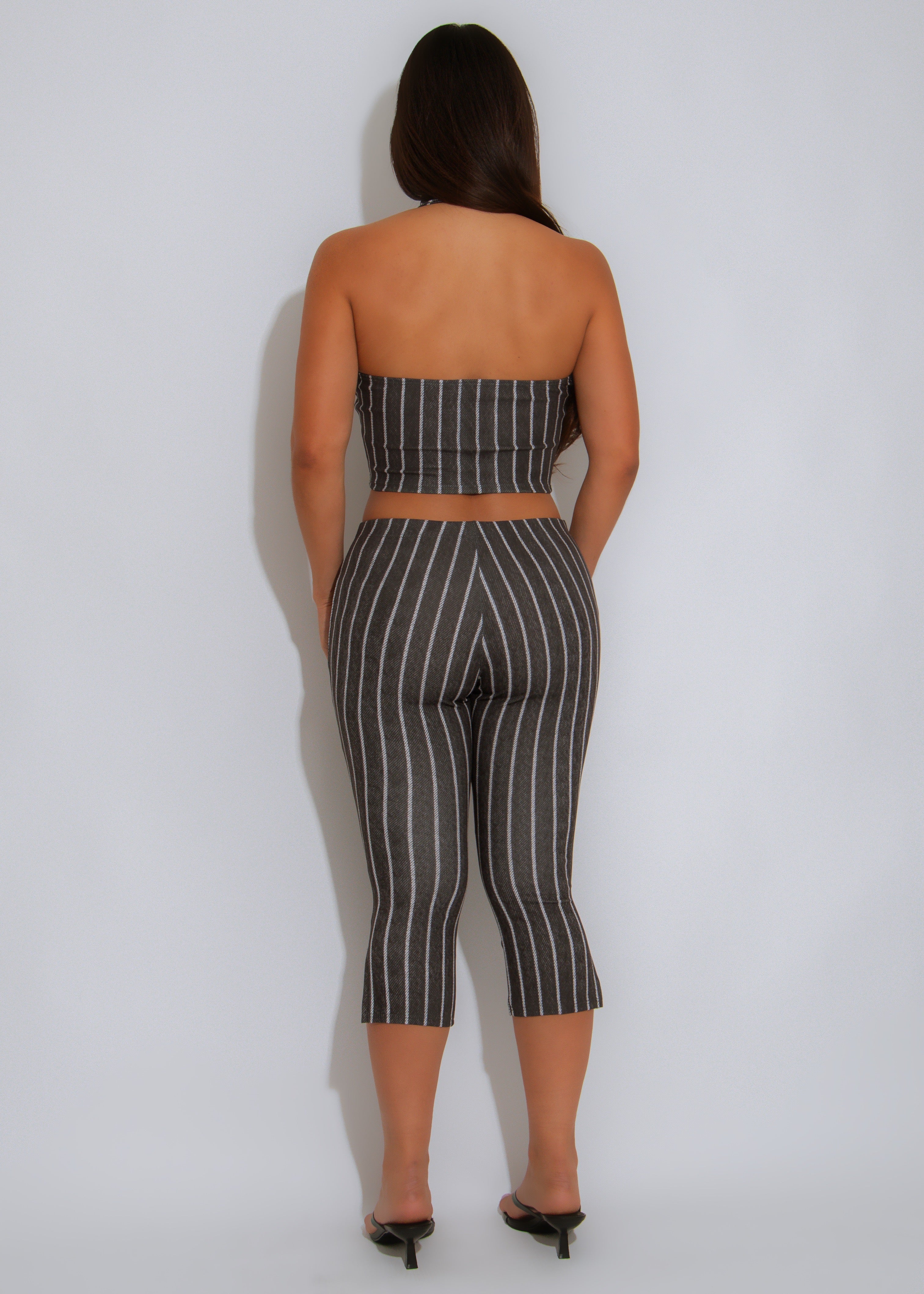 Power Lines Stripes Capri Set Black