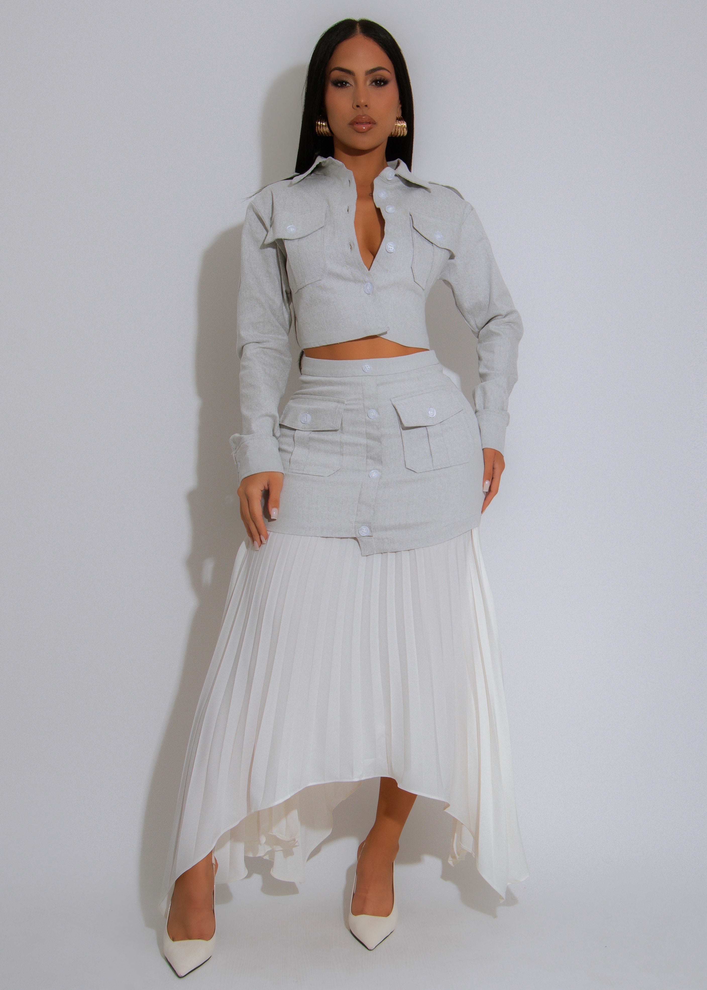 Urban Grace Skirt Set Grey