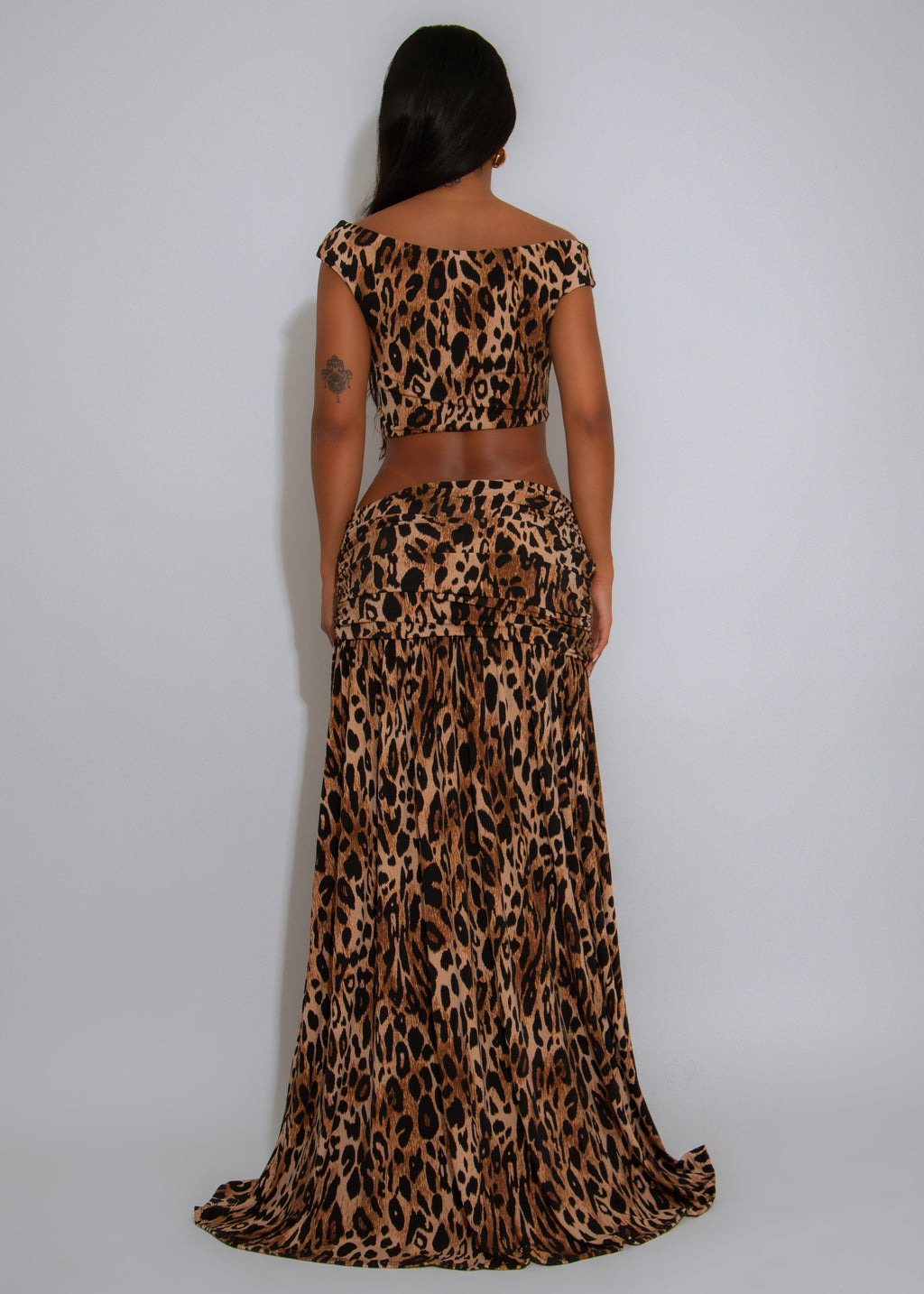 Opulence Bloom Ruched Skirt Set Black