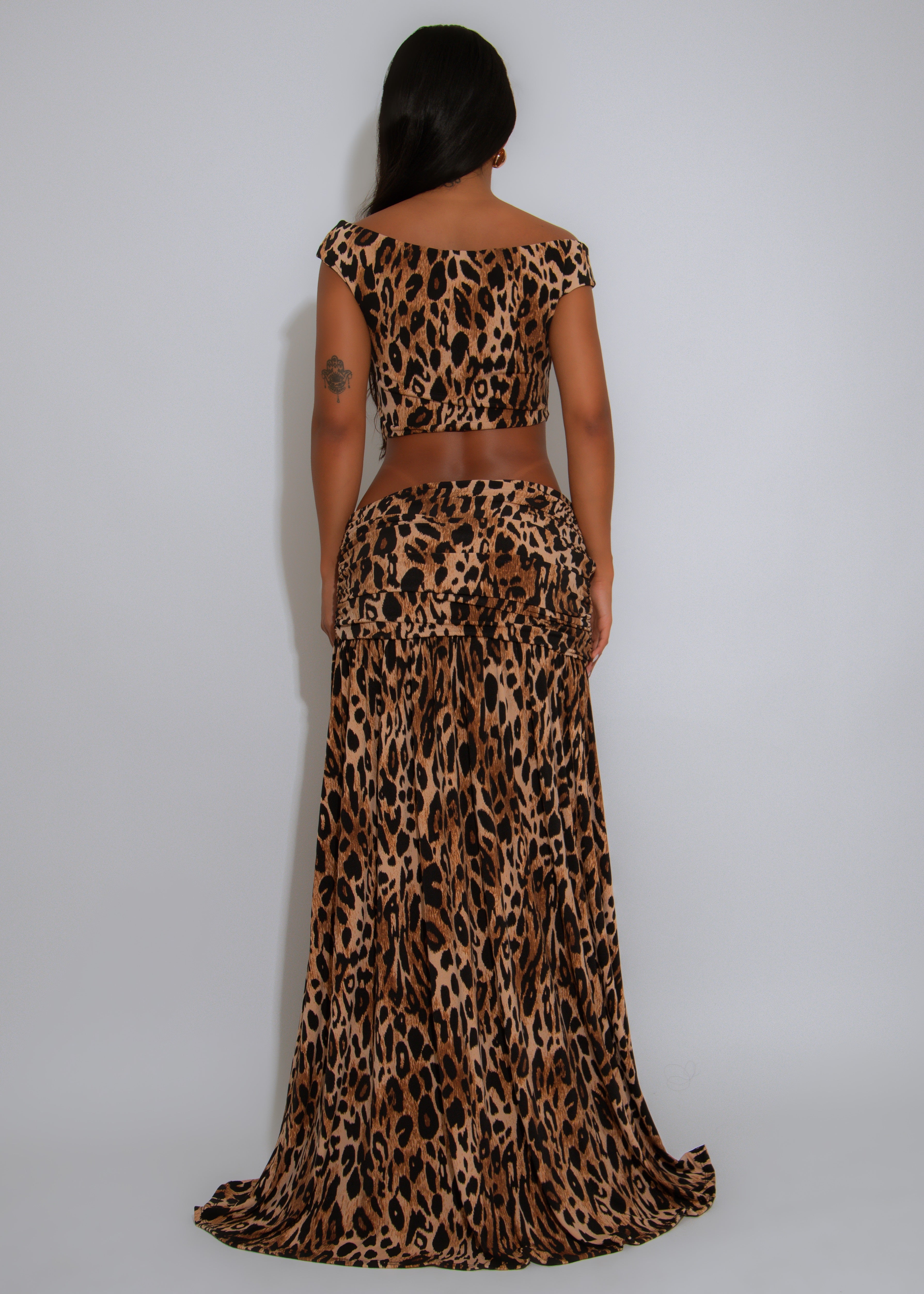 Opulence Bloom Ruched Skirt Set Black