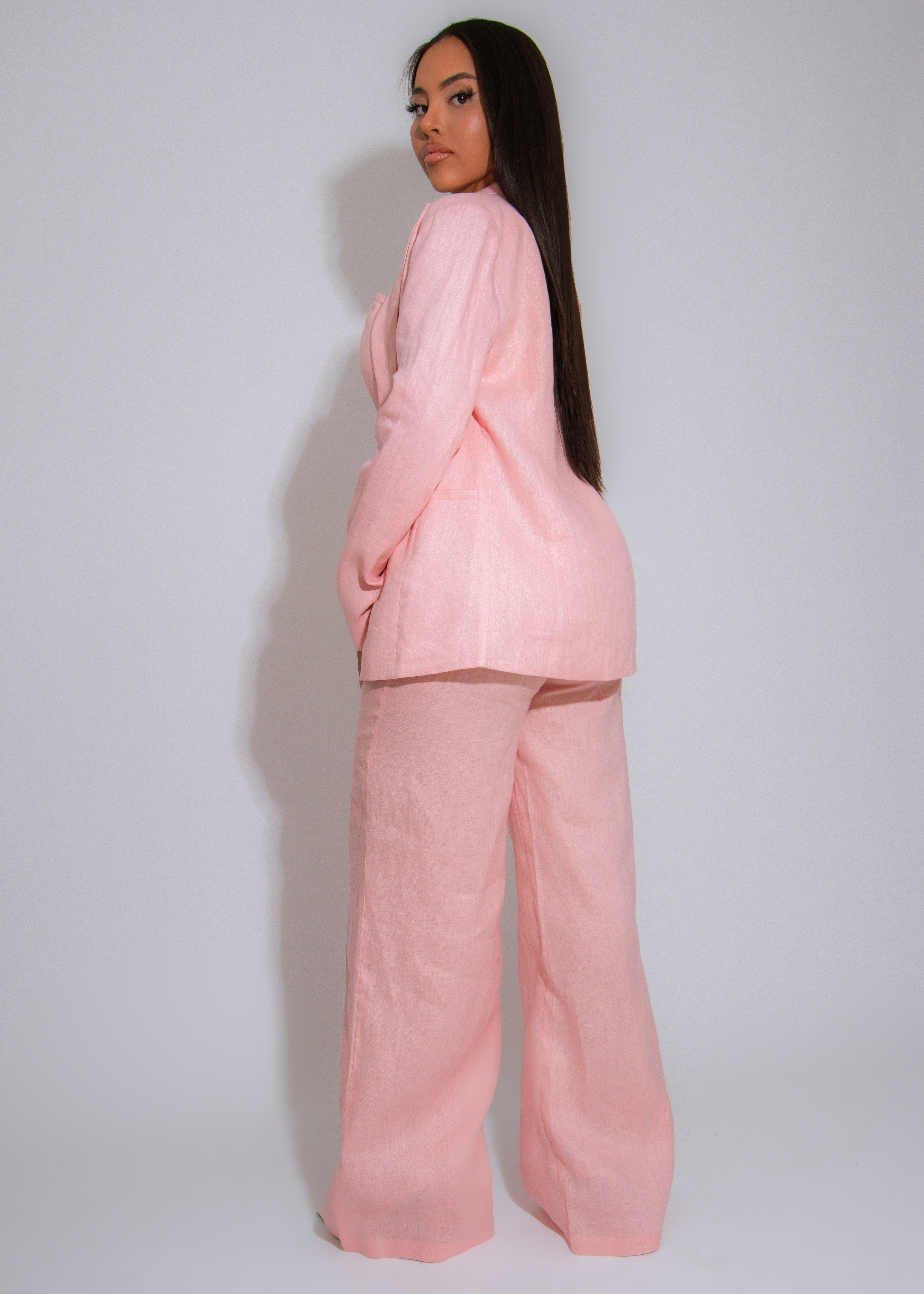 Timeless Linen Power Pant Set Pink