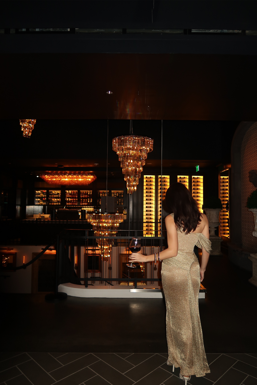 Gold Draped Metallic Maxi Dress